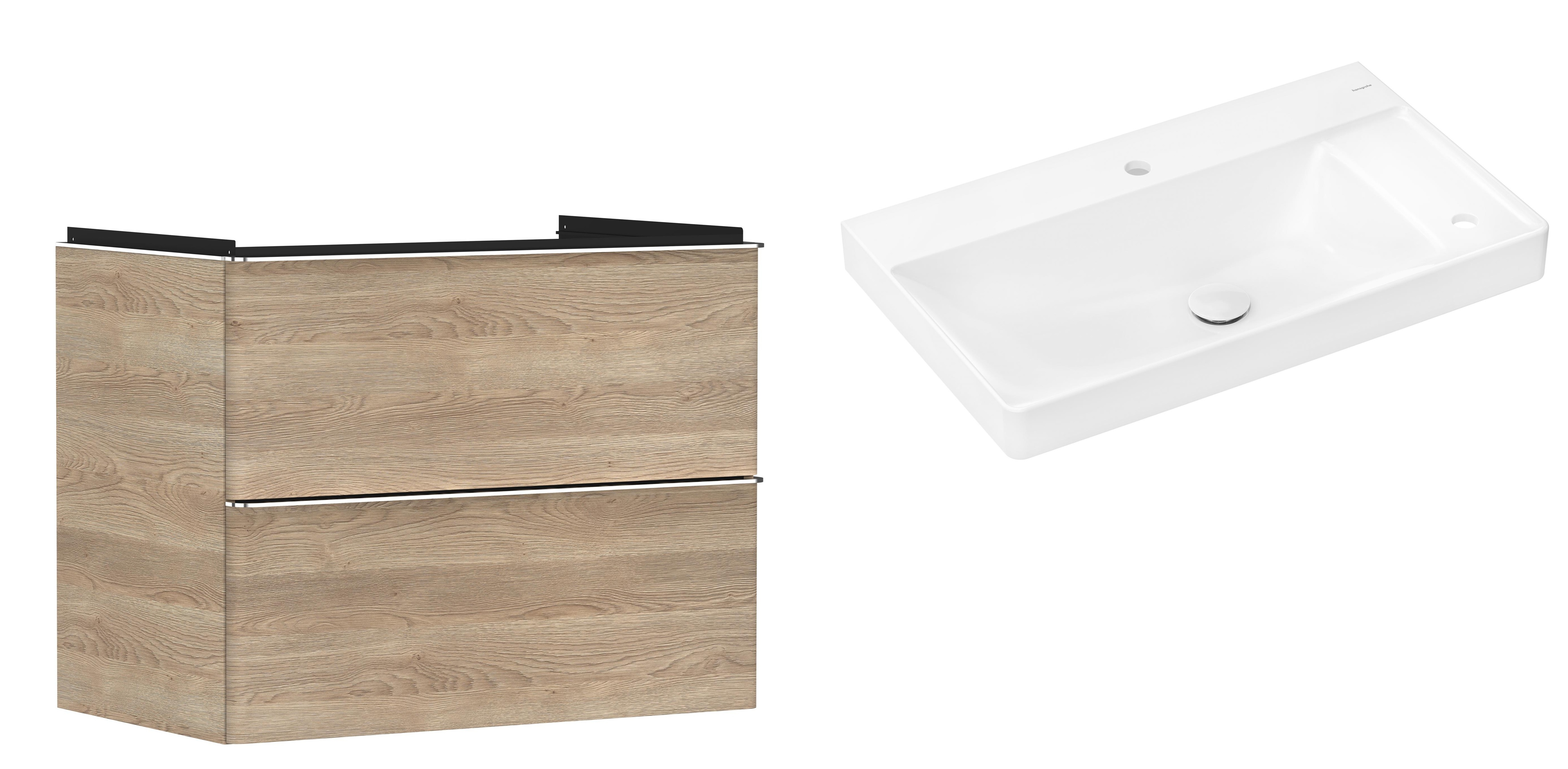 Set armadietto Hansgrohe Xelu Q 54029000, lavabo Hansgrohe Xelu Q 61025450