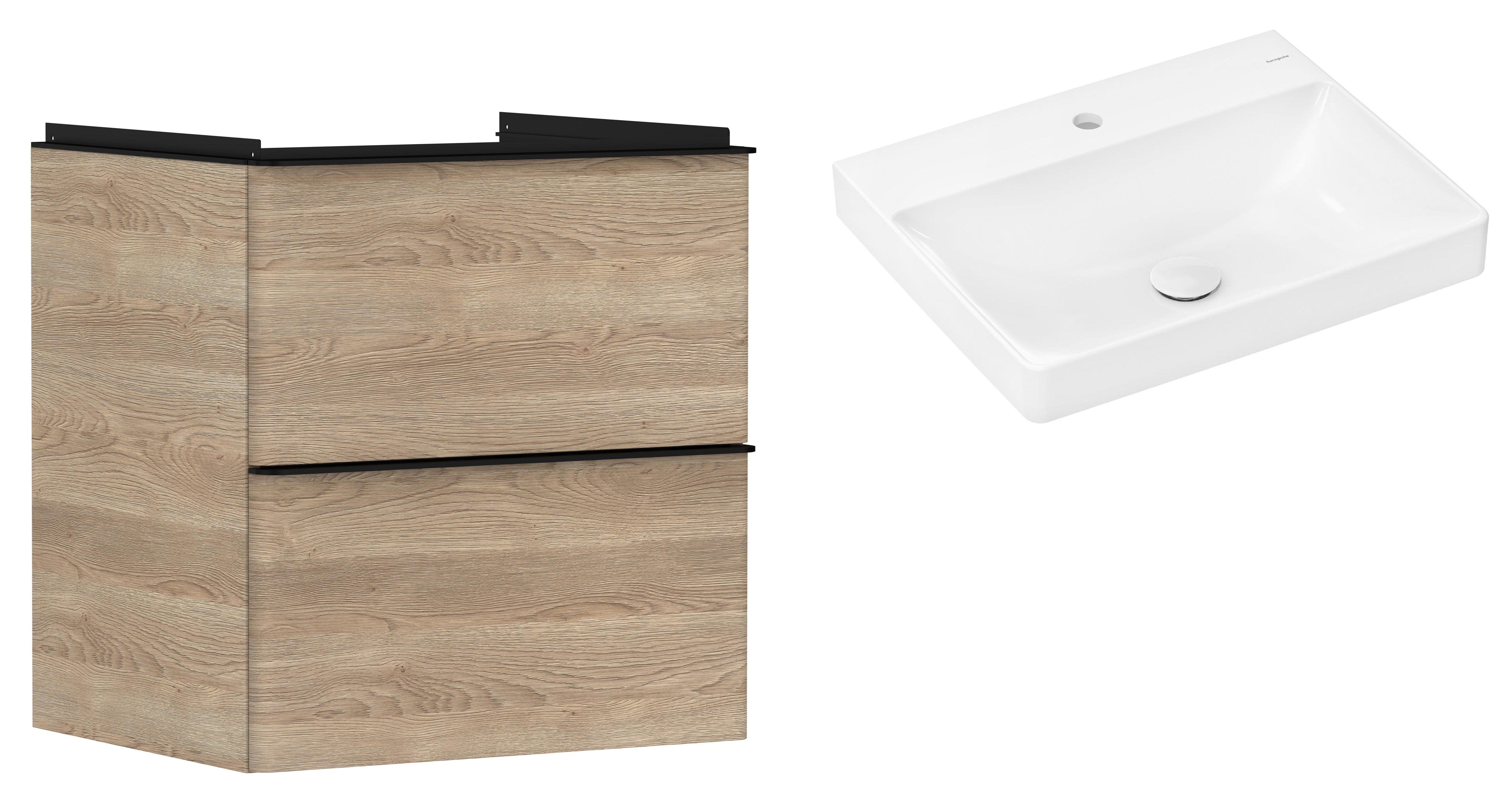 Set armadietto Hansgrohe Xelu Q 54025670, lavabo Hansgrohe Xelu Q 61016450