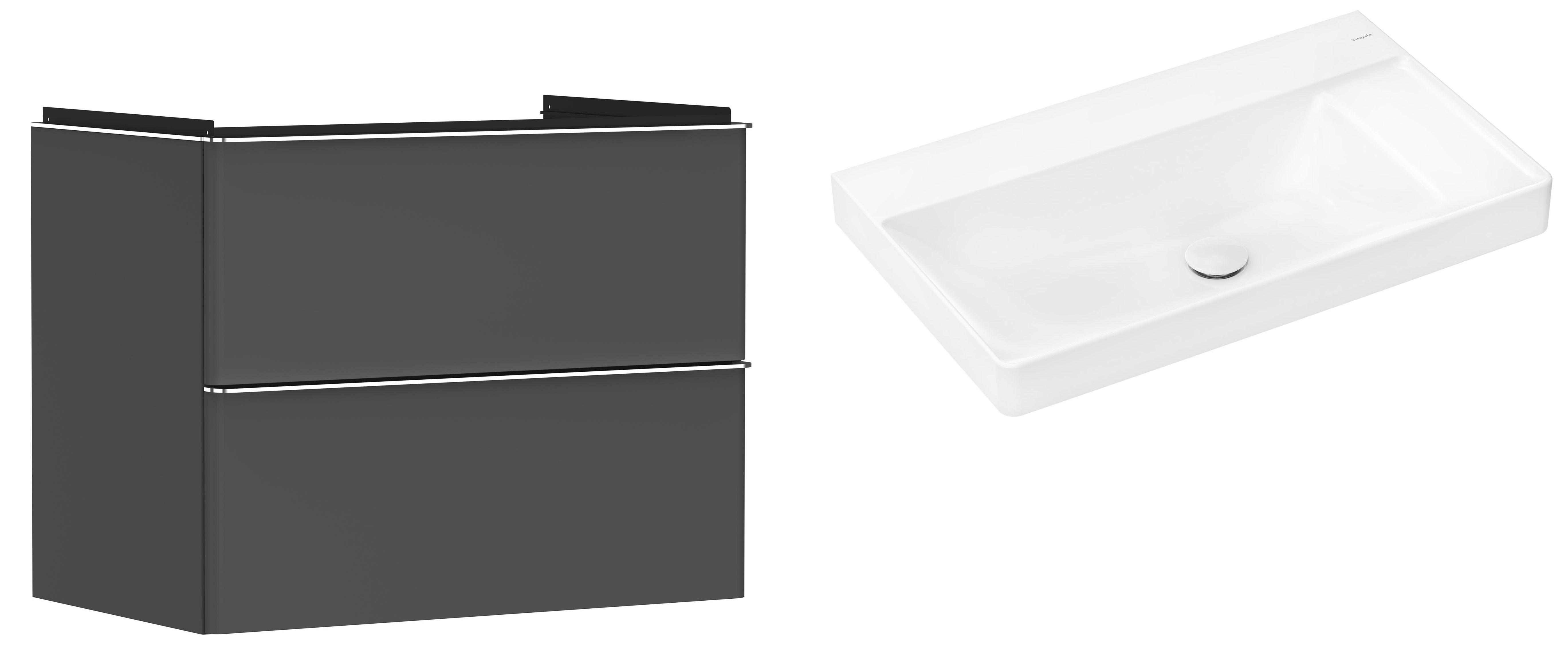 Set armadietto Hansgrohe Xelu Q 54028000, lavabo Hansgrohe Xelu Q 61026450