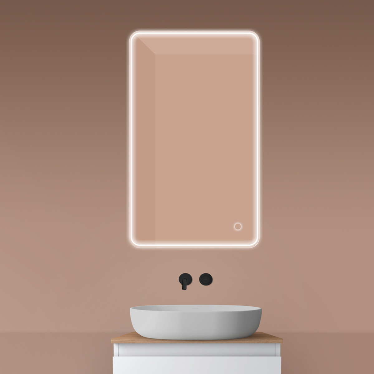 Oltens Nordlis specchio 60x100 cm rettangolare con illuminazione con tappetino riscaldante 64117000