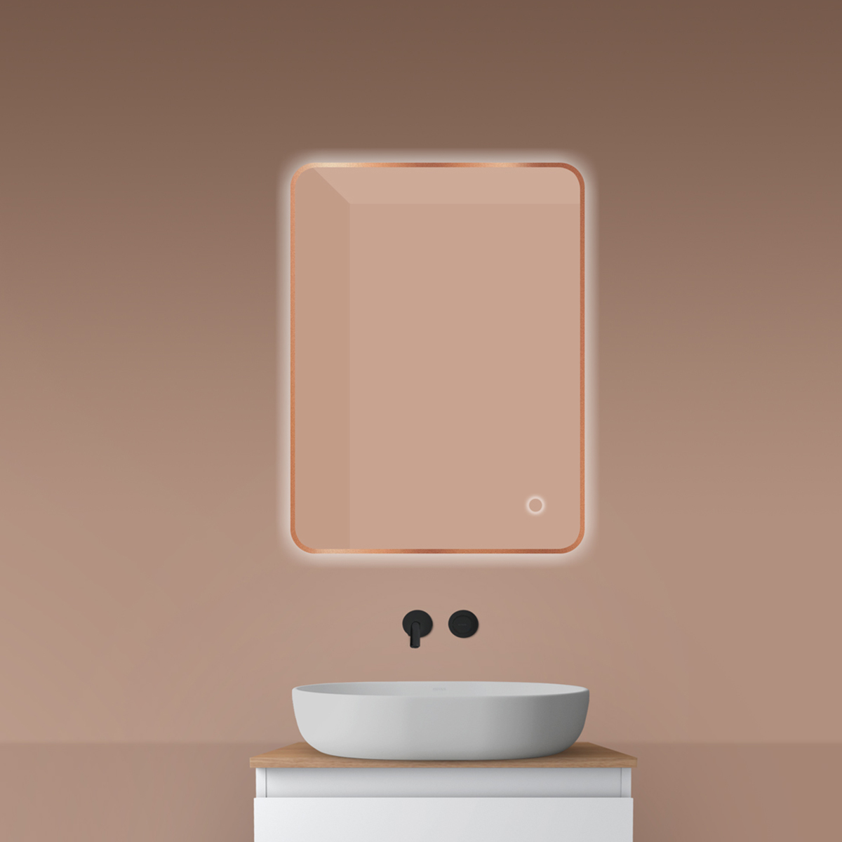 Oltens Nordlis specchio 60x80 cm rettangolare con illuminazione con tappetino riscaldante 64119610