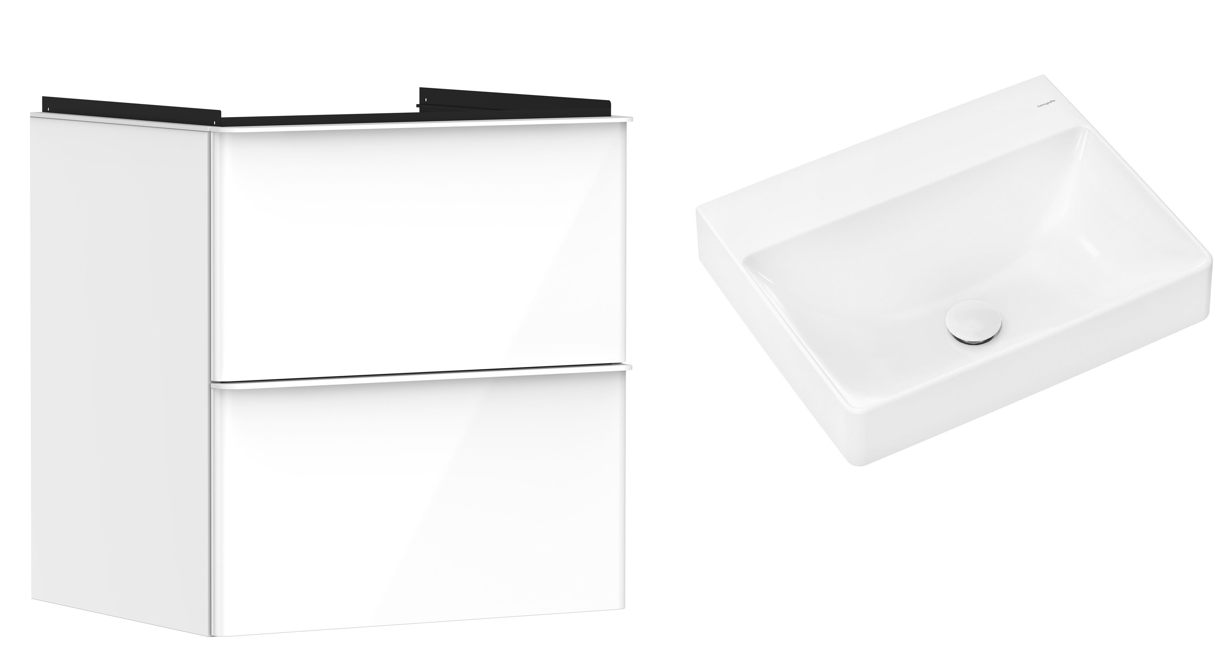 Set armadietto Hansgrohe Xelu Q 54023700, lavabo Hansgrohe Xelu Q 61017450