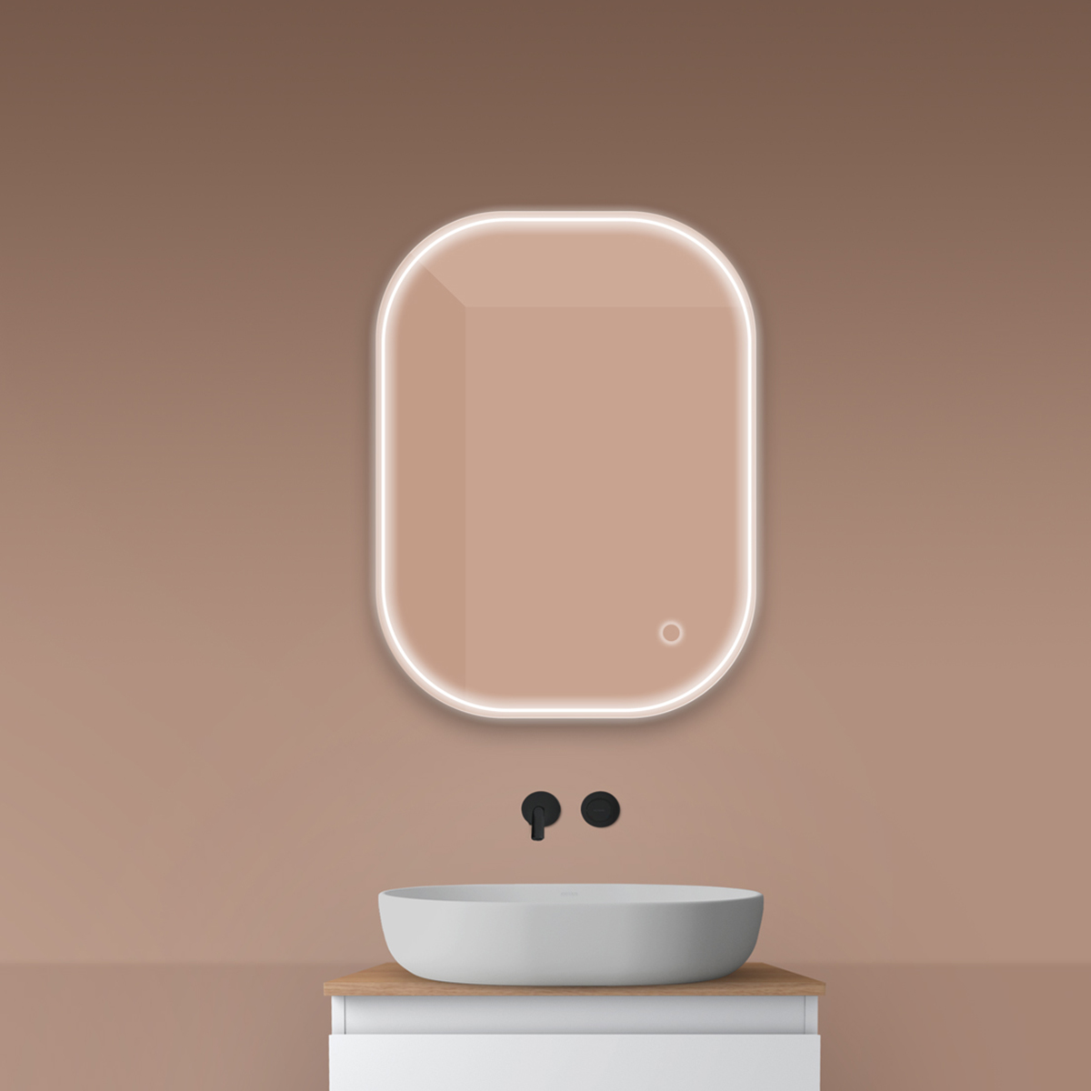 Oltens Nordlis specchio 60x80 cm rettangolare con illuminazione con tappetino riscaldante 64123000