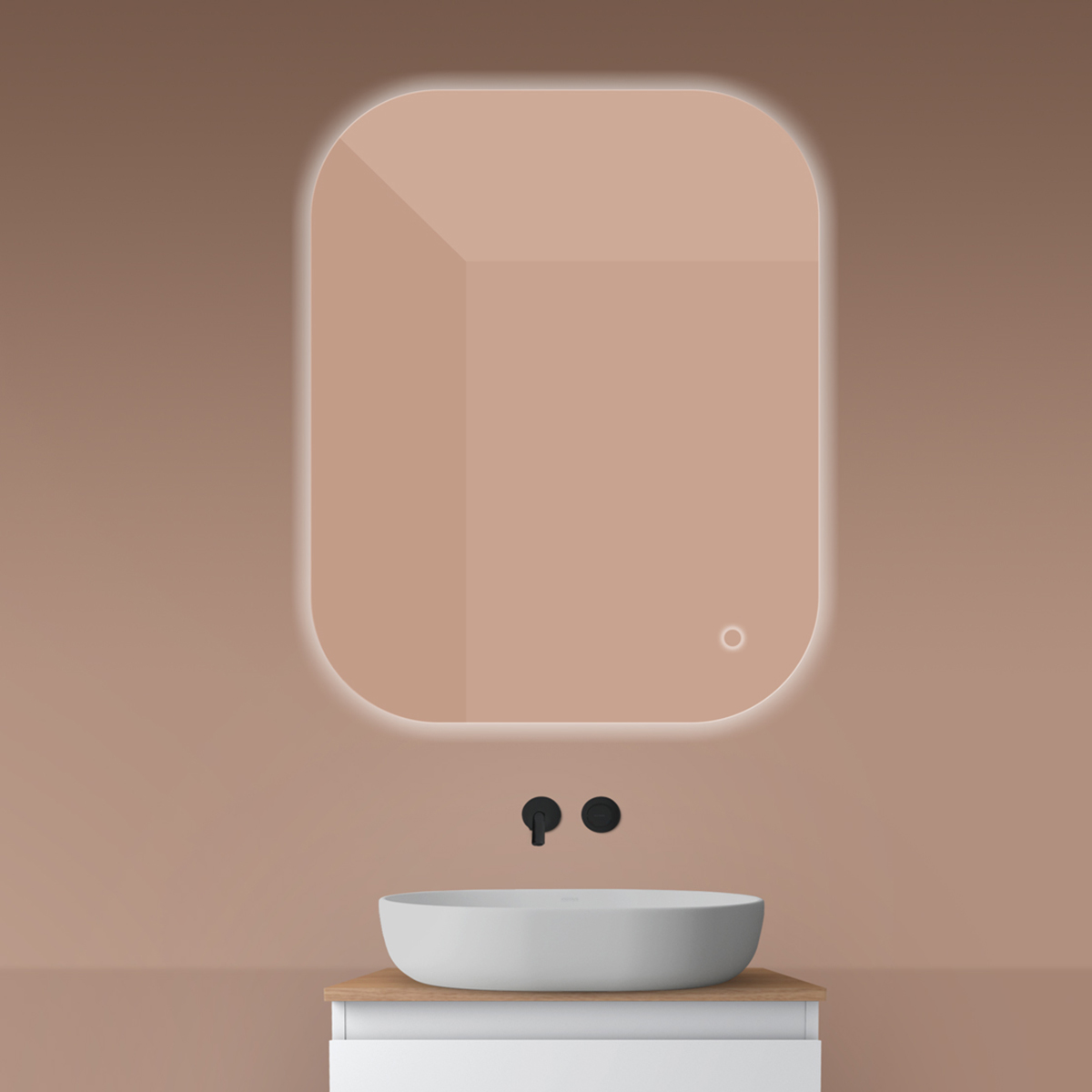 Oltens Nordlis specchio 80x100 cm rettangolare con illuminazione con tappetino riscaldante 64127000