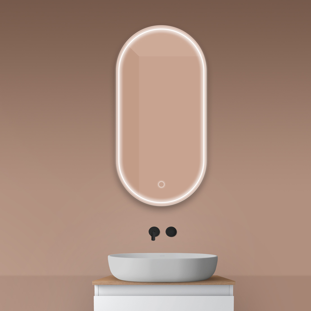 Oltens Nordlis specchio 50x100 cm ovale con illuminazione con tappetino riscaldante 64128000