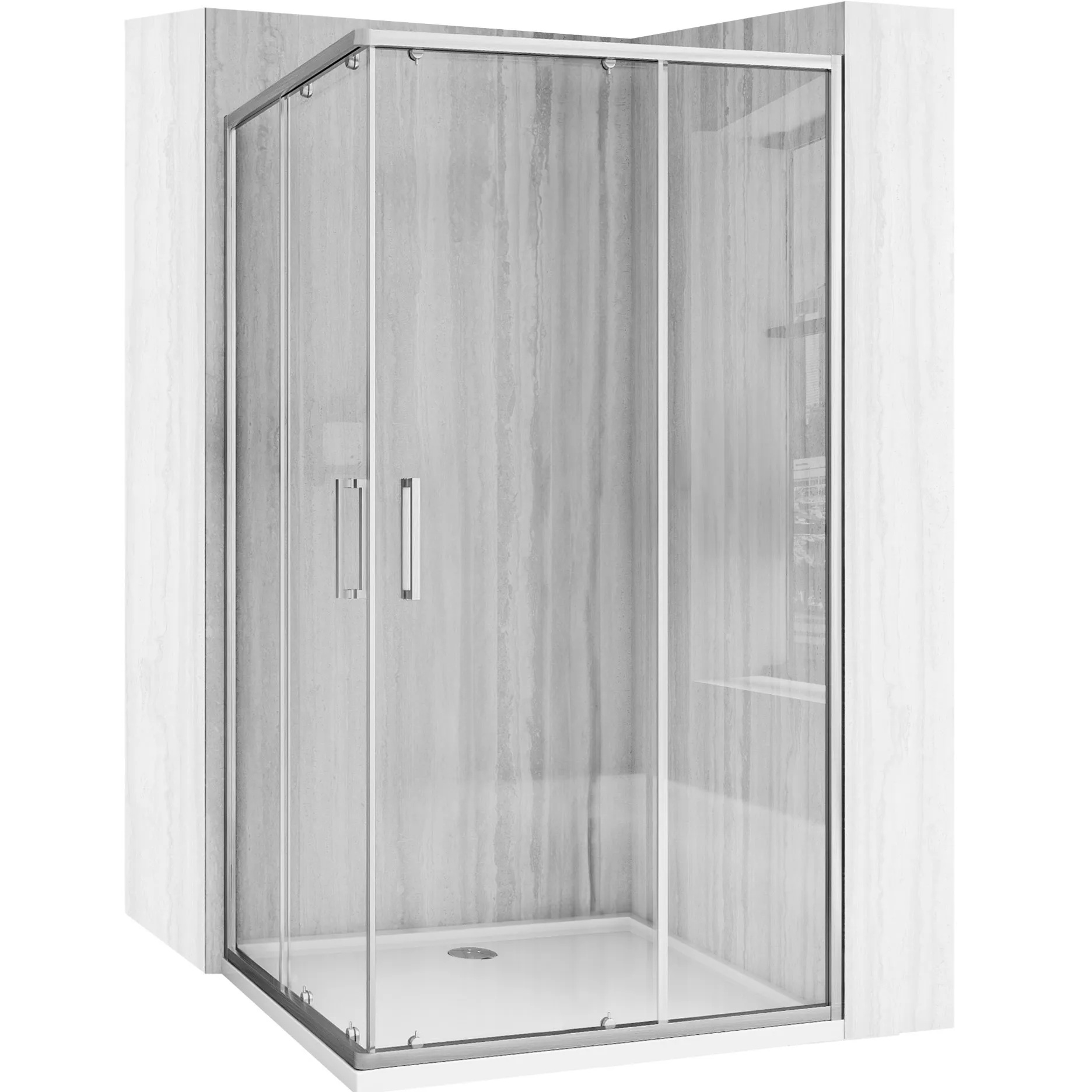 Rea City box doccia 87.5x87.5 cm quadrato argento spazzolata/vetro trasparente REAK6496