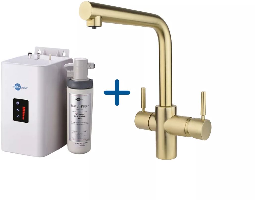 InSinkErator rubinetto da cucina con scaldabagno istantaneo verticale oro/oro antico 44837ASCZ