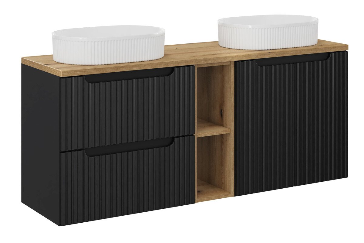 Set armadietto Comad Nova Black NOVA BLACK D2 82-60-2S, armadietto Comad Nova Black NOVA BLACK D2 82-60-2D, BEYOND 5 WHITE ( E-6564 ), NOVA OAK 81-20-39, NOVA OAK A 89-140