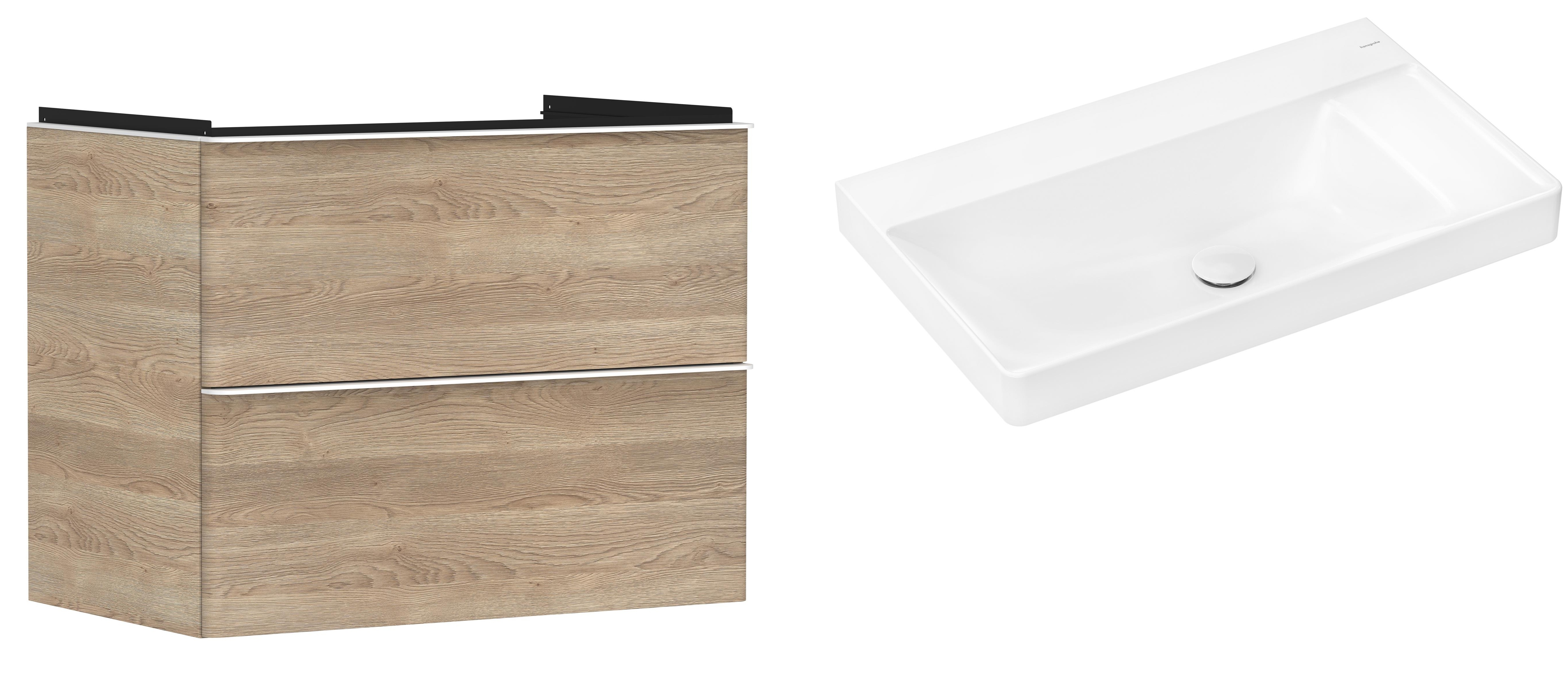 Set armadietto Hansgrohe Xelu Q 54029700, lavabo Hansgrohe Xelu Q 61026450