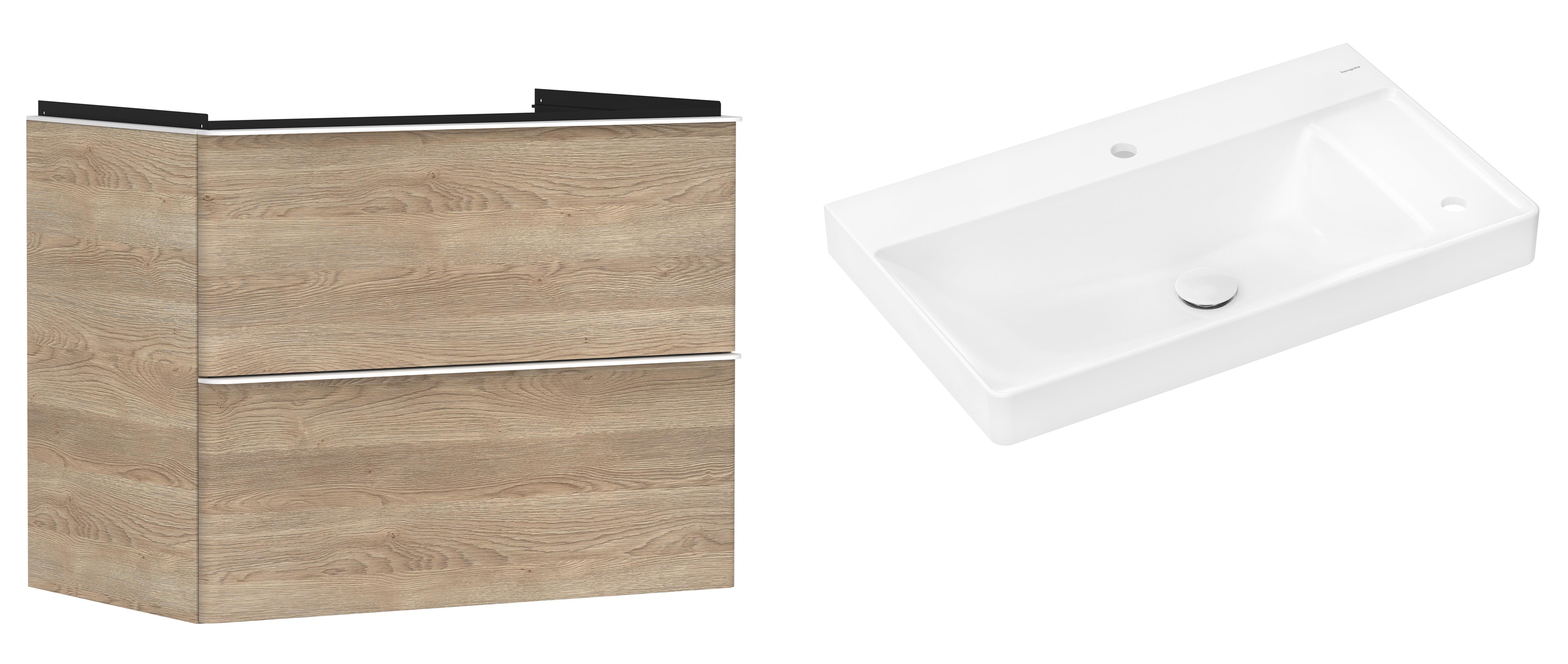 Set armadietto Hansgrohe Xelu Q 54029700, lavabo Hansgrohe Xelu Q 61025450