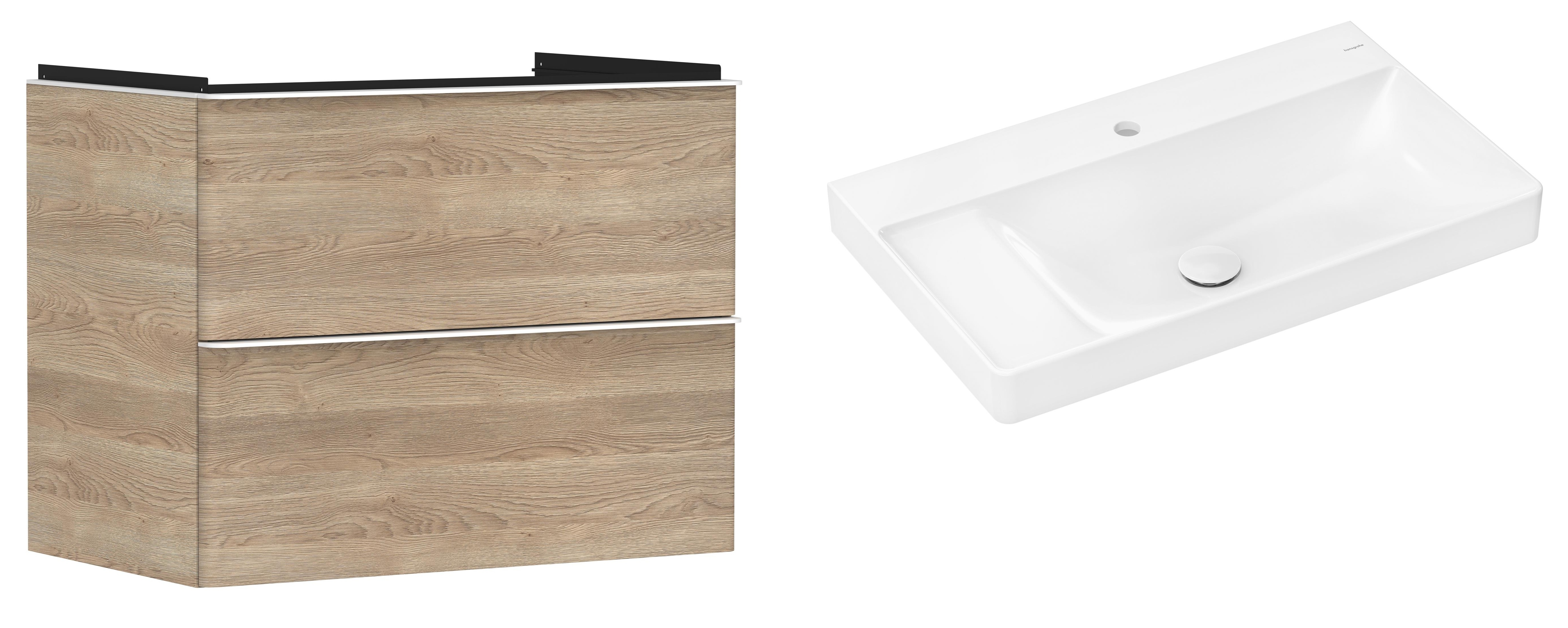 Set armadietto Hansgrohe Xelu Q 54029700, lavabo Hansgrohe Xelu Q 61030450