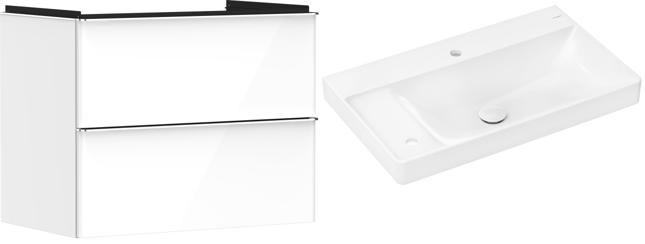 Set armadietto Hansgrohe Xelu Q 54027000, lavabo Hansgrohe Xelu Q 61031450