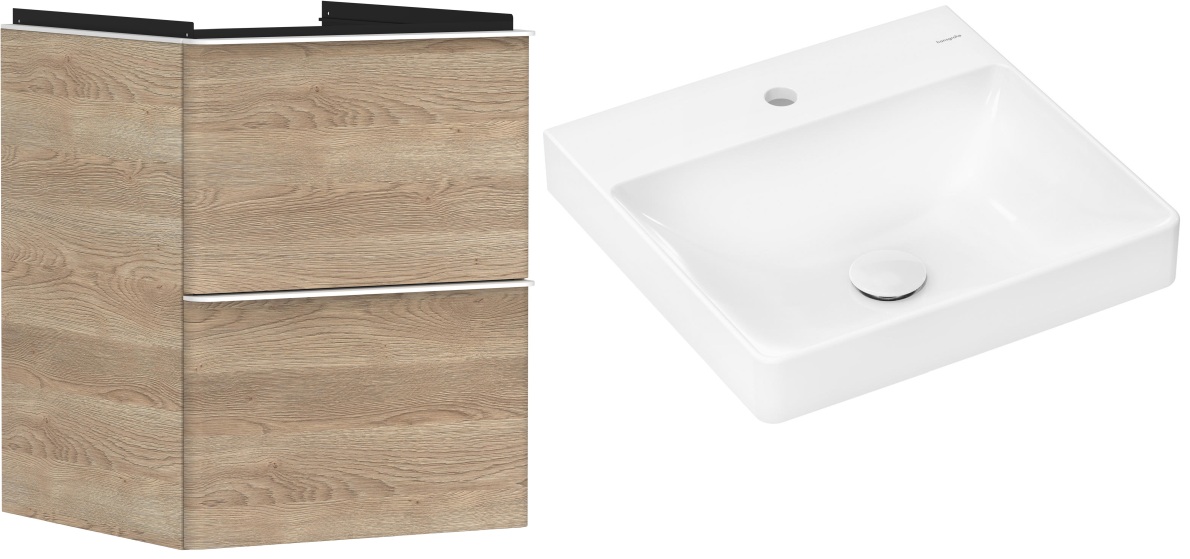 Set armadietto Hansgrohe Xelu Q 54021700, lavabo Hansgrohe Xelu Q 61012450