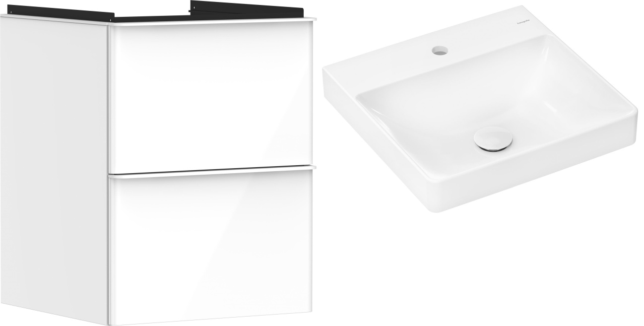 Set armadietto Hansgrohe Xelu Q 54019700, lavabo Hansgrohe Xelu Q 61012450