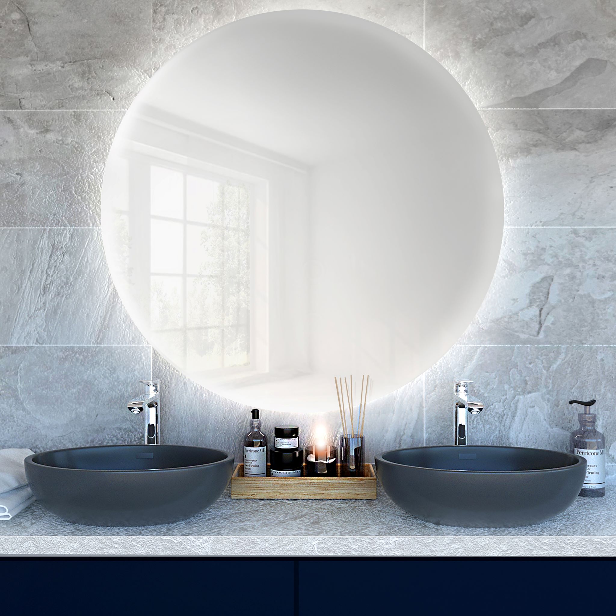 Baltica Design Bright specchio 90x90 cm rotonda con illuminazione 5904107913650