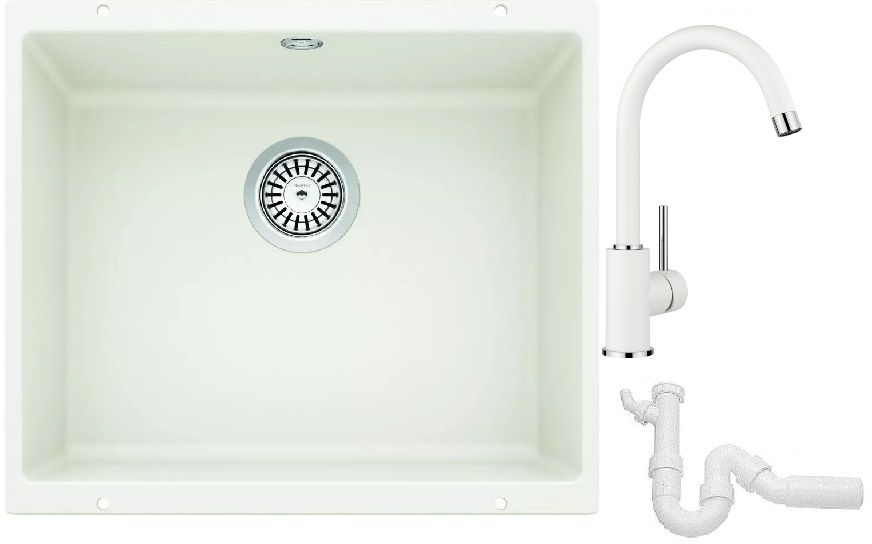 Set lavello in granito Blanco Rotan 500-U 523076, rubinetto da cucina Blanco Mida 519418, 137267