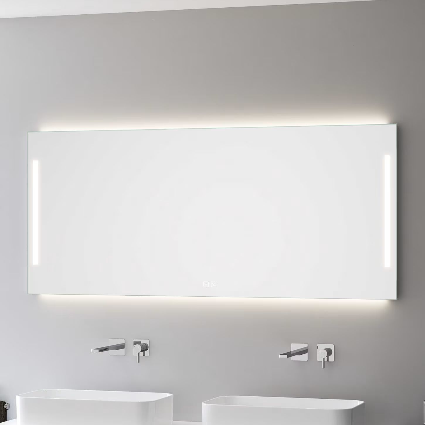 Kronenbach Sun specchio 160x80 cm rettangolare con illuminazione argento US168082KBSNLEDN