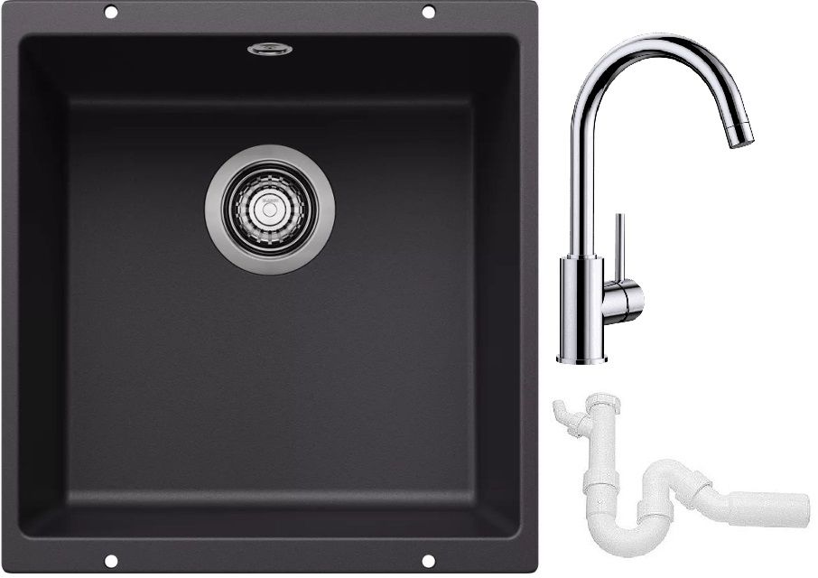 Set lavello in granito Blanco Rotan 400-U 526097, rubinetto da cucina Blanco Mida 517742, 137267