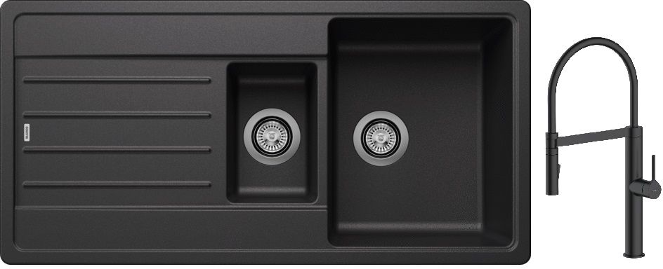 Set lavello in granito Blanco Legra 6 S 522207, rubinetto da cucina Oltens Borga 35207300