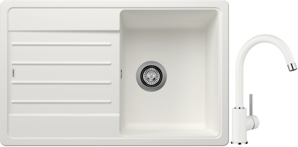 Set lavello in granito Blanco Legra 45 S 522203, rubinetto da cucina Blanco Mida 519418