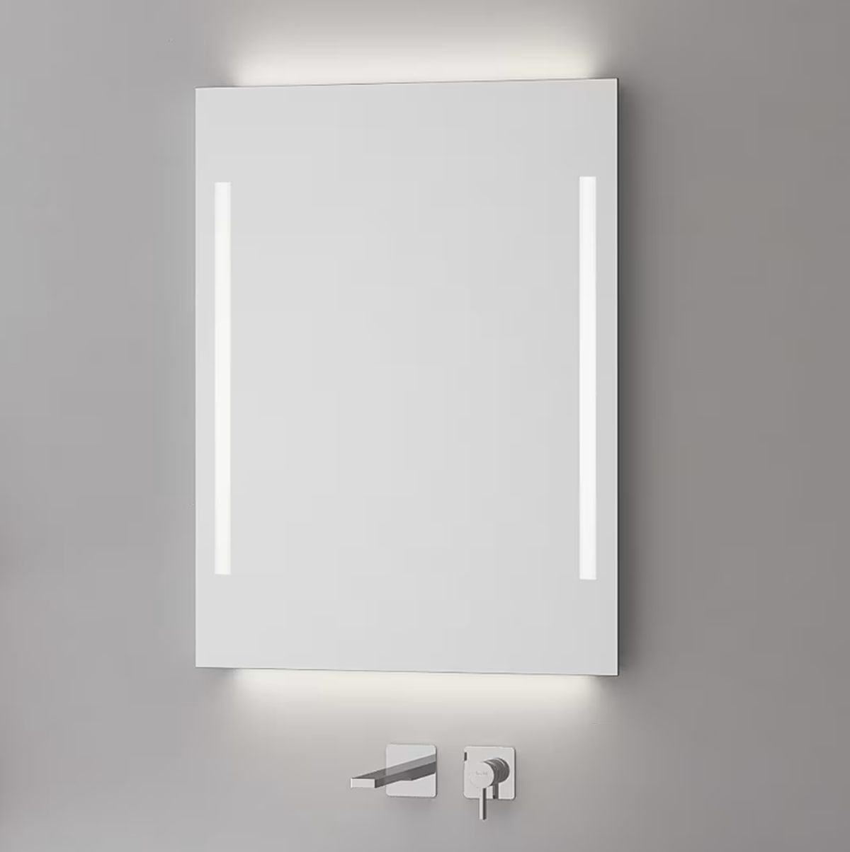 Kronenbach Sun specchio 60x80 cm rettangolare con illuminazione argento US608082KBSNLEDN
