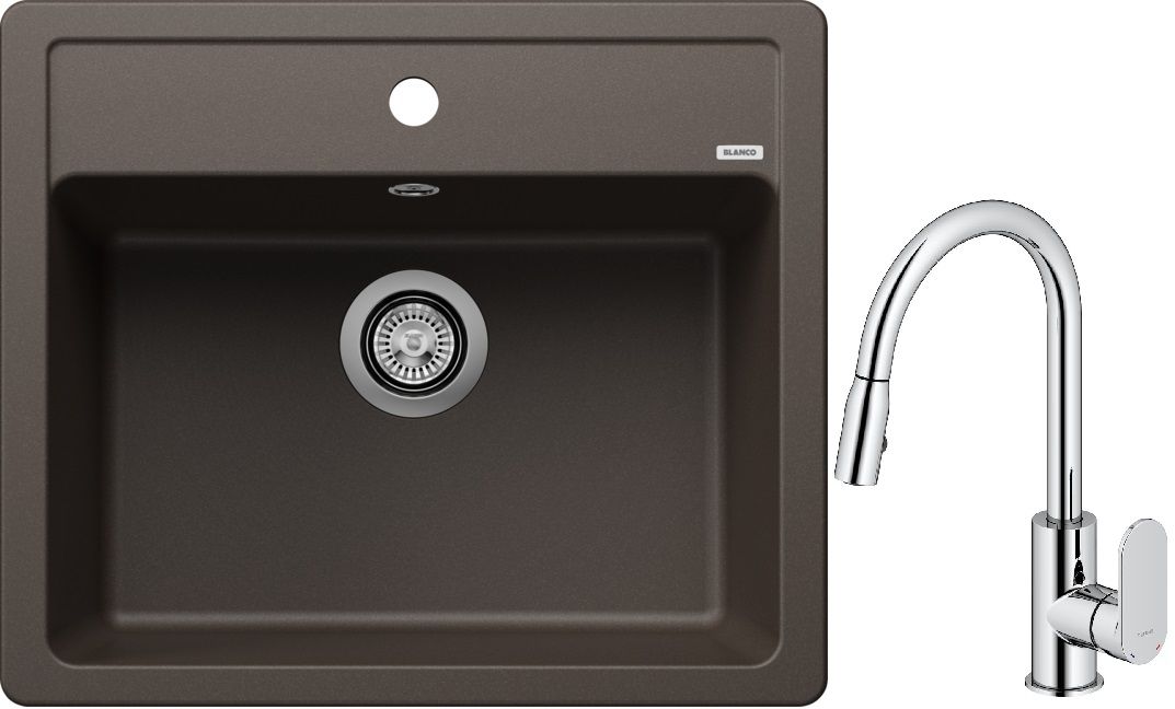 Set lavello in granito Blanco Legra 6 523337, rubinetto da cucina Oltens Lista 35202100