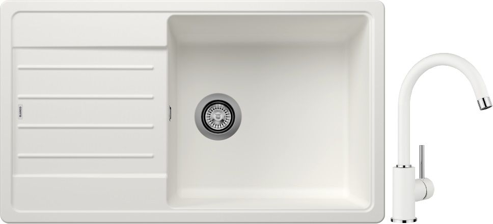 Set lavello in granito Blanco Legra XL 6 S 523328, rubinetto da cucina Blanco Mida 519418