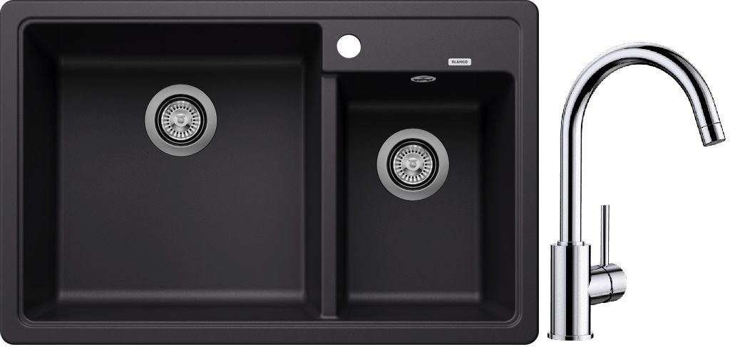 Set lavello in granito Blanco Legra 8 526223, rubinetto da cucina Blanco Mida 517742