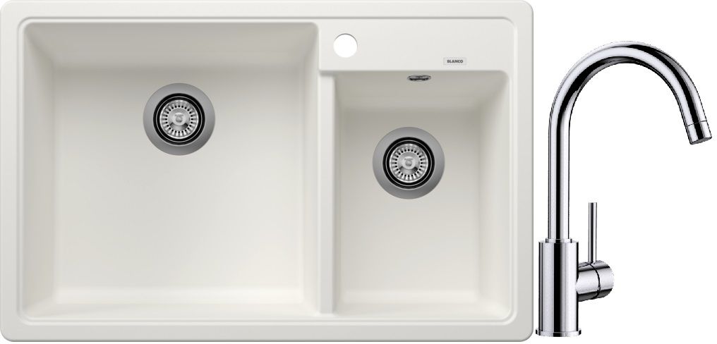 Set lavello in granito Blanco Legra 8 526226, rubinetto da cucina Blanco Mida 517742