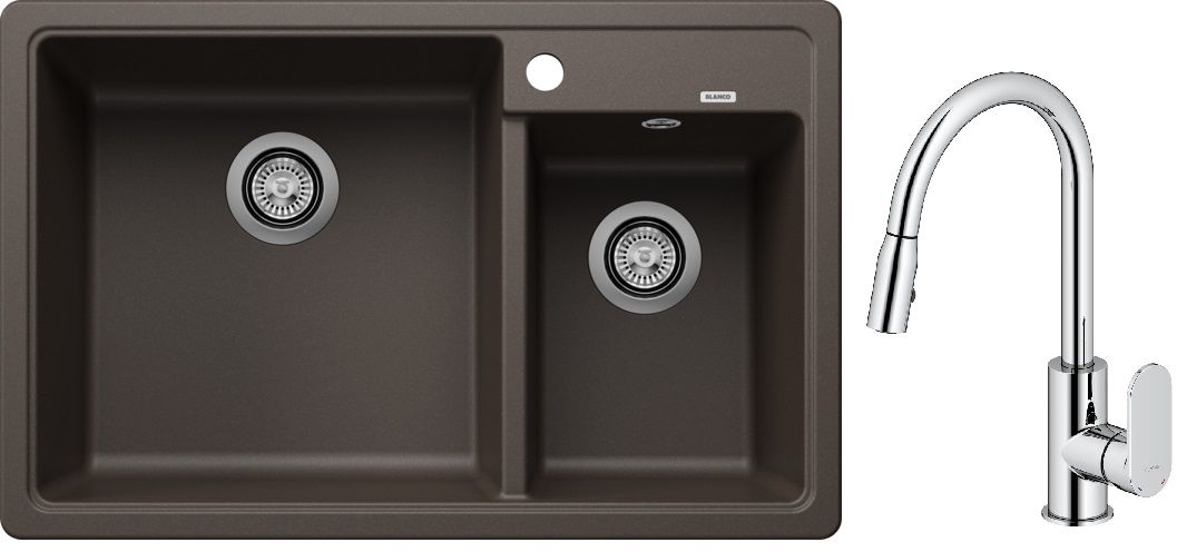 Set lavello in granito Blanco Legra 8 526229, rubinetto da cucina Oltens Lista 35202100