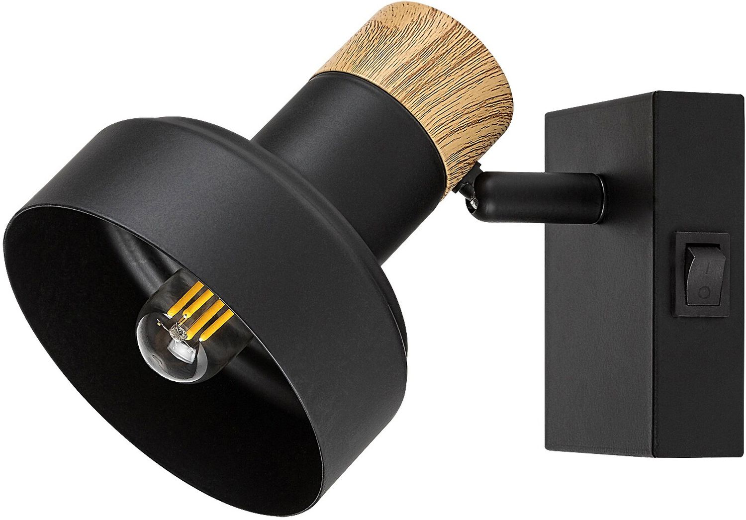 Rabalux Saskia lampada da parete 1x15 W nero-legno 73055