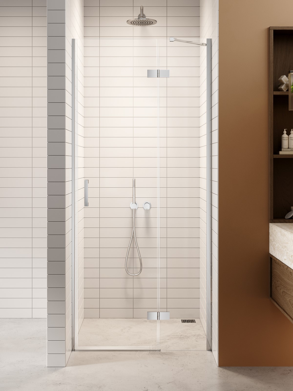 New Trendy Nesta porta doccia 120 cm a battente cromo lucida/vetro trasparente D-0855A