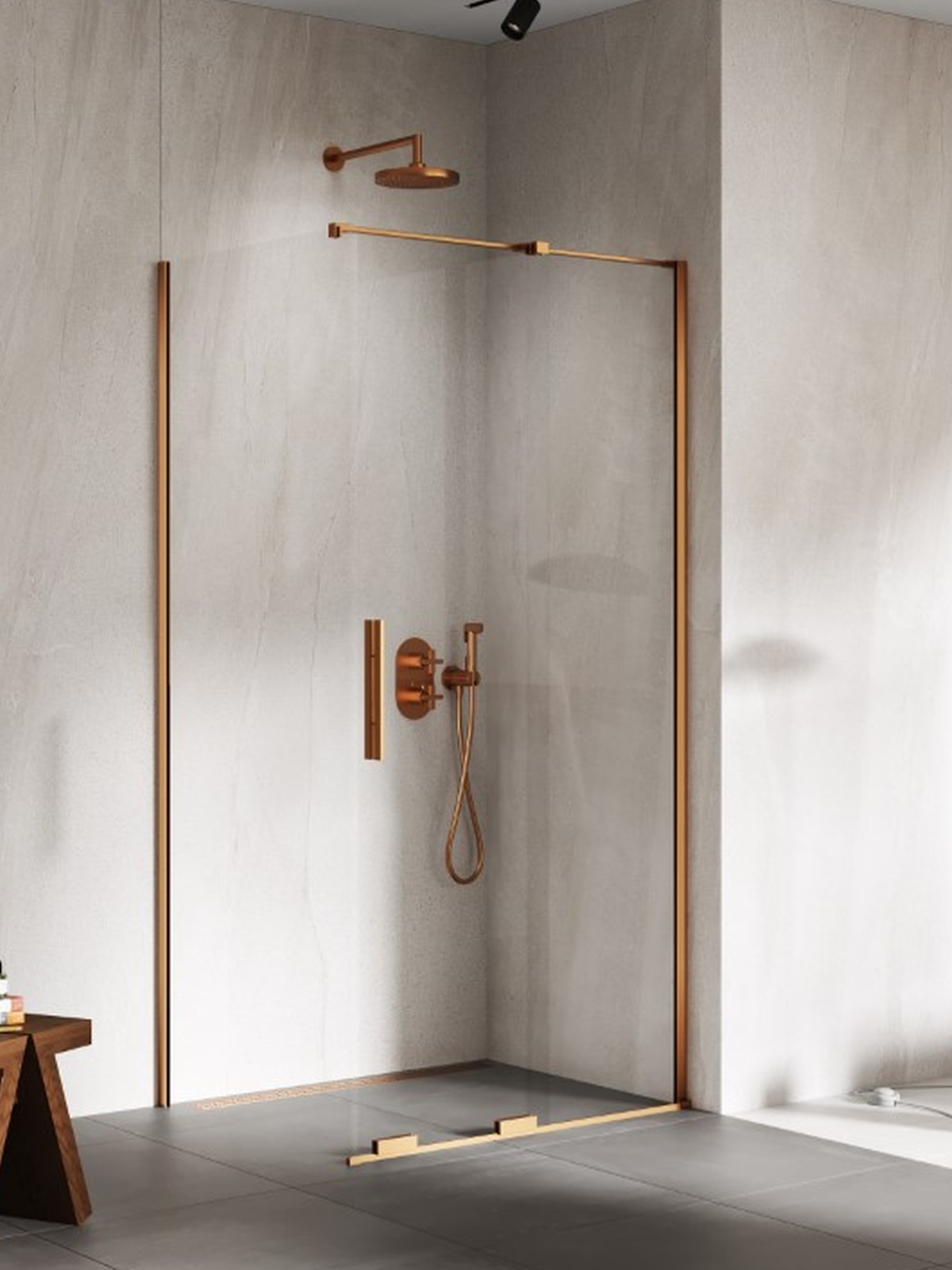 New Trendy Smart box doccia 120x90 cm rettangolare rame spazzolata/vetro trasparente EXK-7678