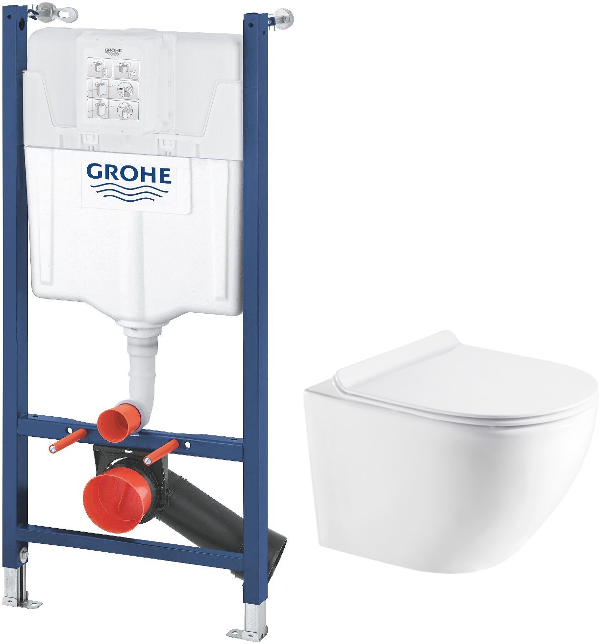 Set modulo di installazione Grohe Solido 38971000, vaso WC con copriwater a discesa lenta Hagser Beno HGR10000042