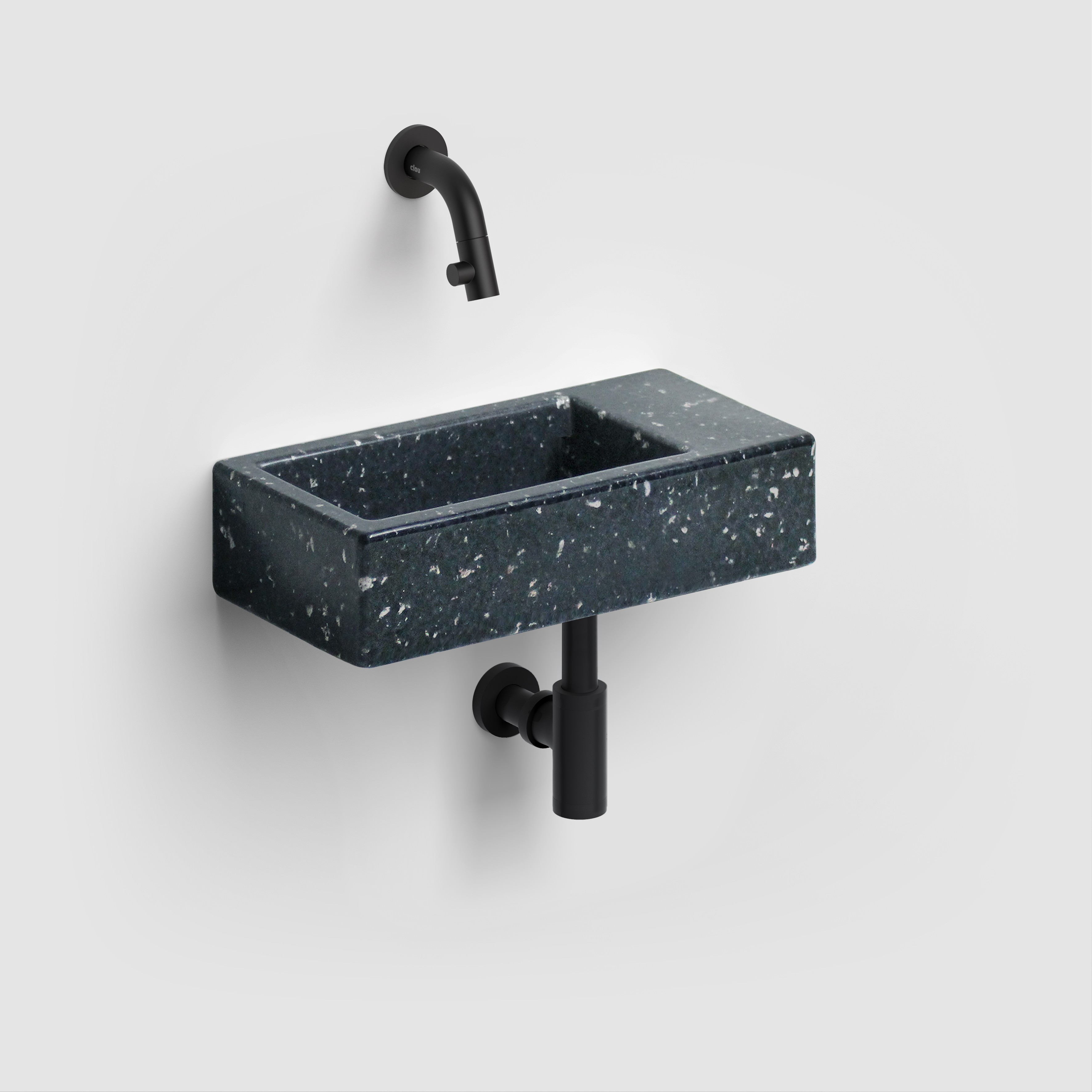 Clou Flush lavabo 36x18 cm rettangolare a parete-da appoggio nero CL/03.80031