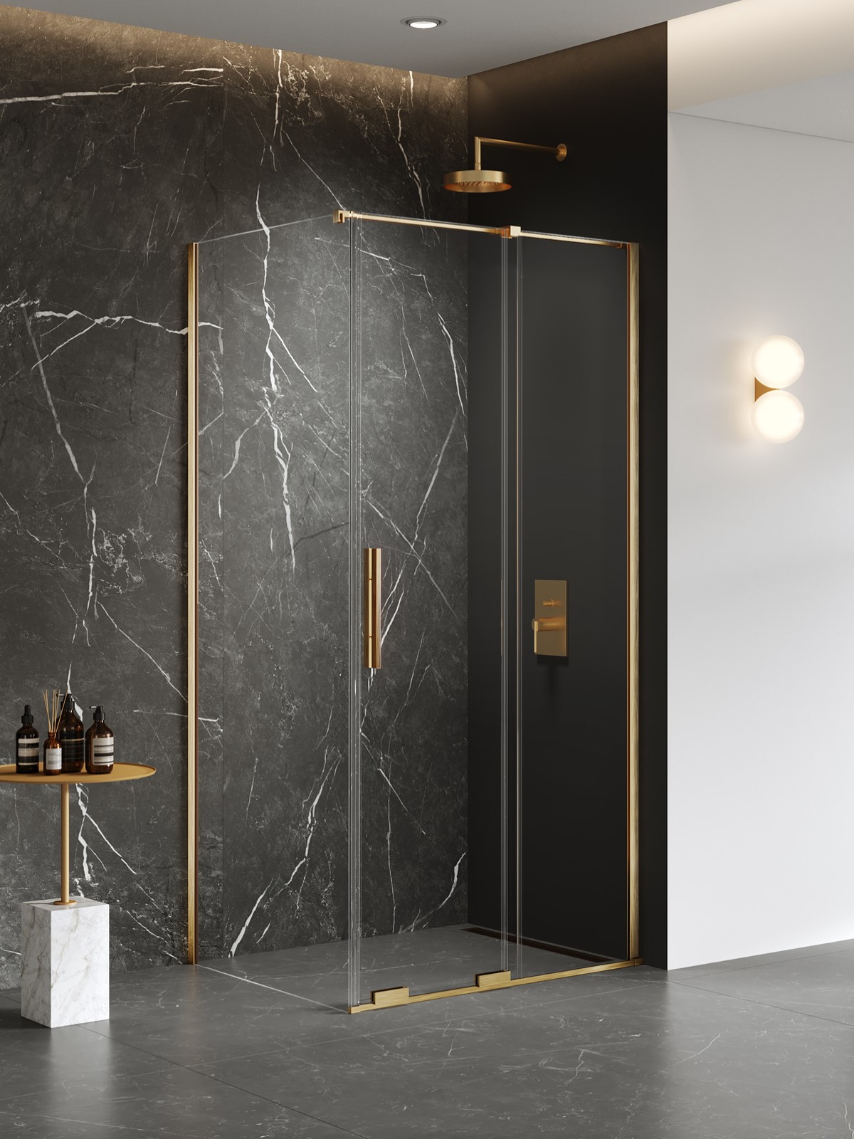 New Trendy Smart Gold Brushed box doccia 100x90 cm rettangolare oro spazzolata/vetro trasparente EXK-7526
