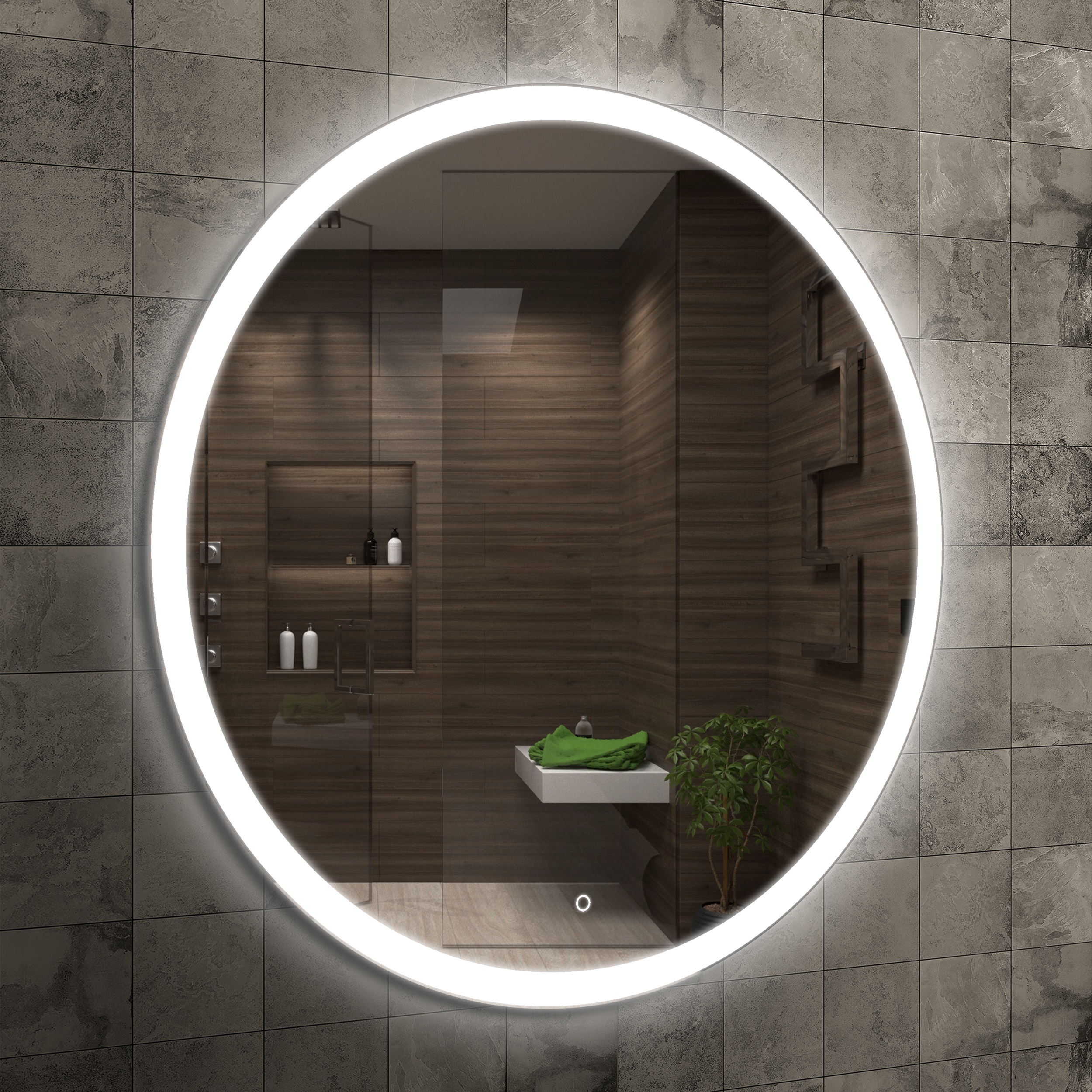 Venti Ringo specchio 50x50 cm rotonda con illuminazione 5905951180069