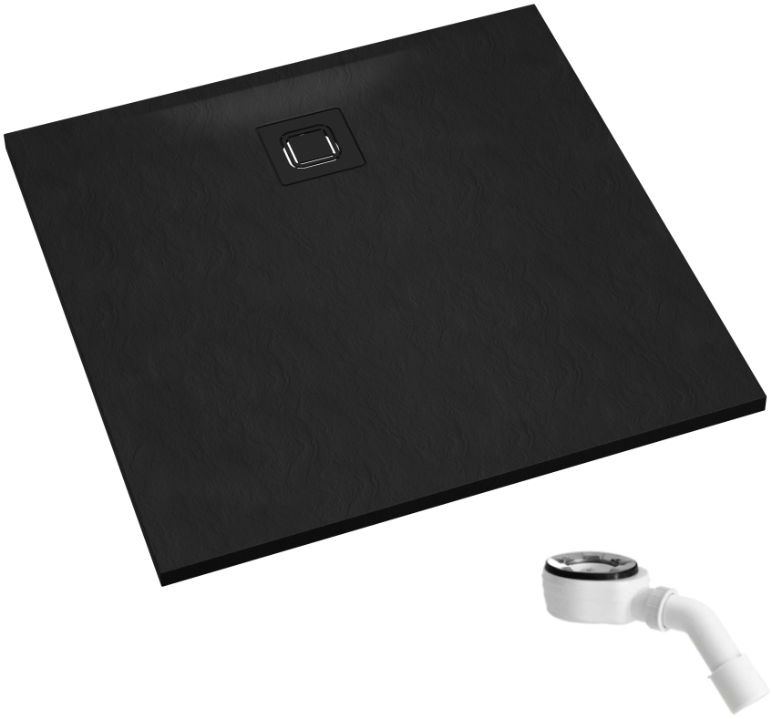 Schedpol Majestic Black Stone piatto doccia quadrato con sifone 90x90 cm nero 3.3501/C/ST-M6/C