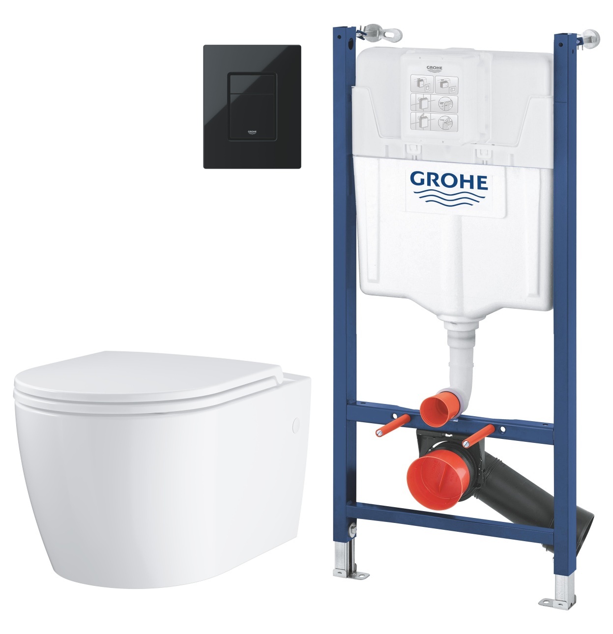 Set vaso WC con copriwater a discesa lenta Grohe Start 103848SH00, modulo di installazione Grohe Solido 38971000, 38966KV0