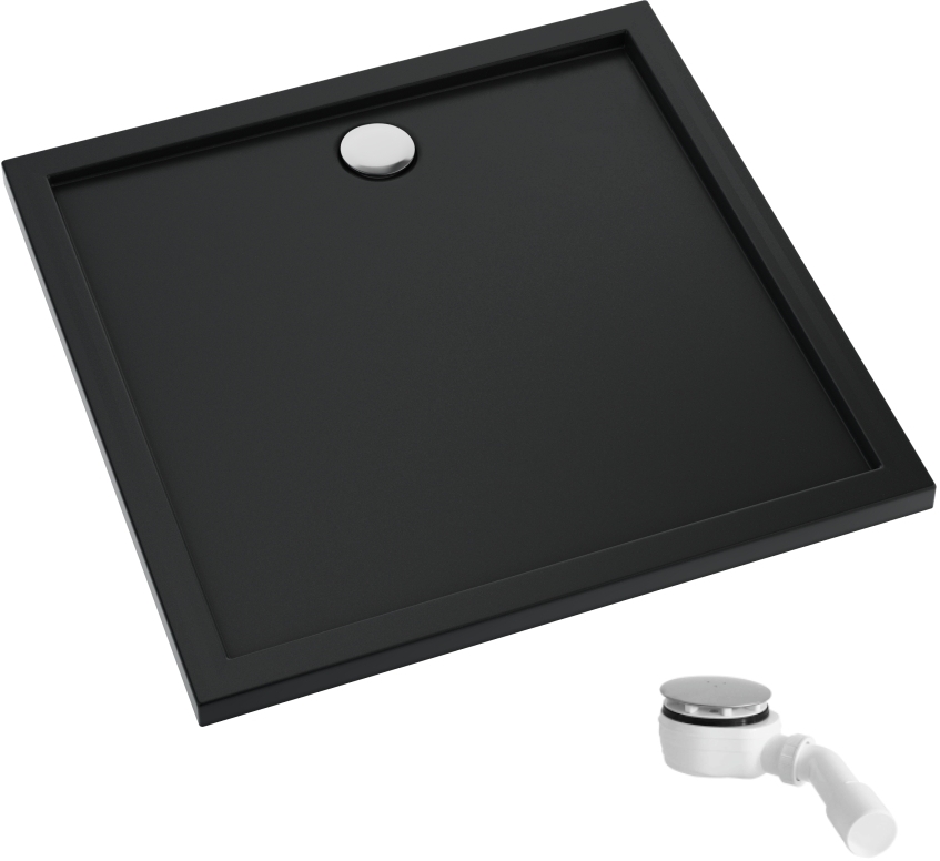 Schedpol Caspar New Black Matt piatto doccia quadrato con sifone 90x90 cm nero 3.2831/C/MG