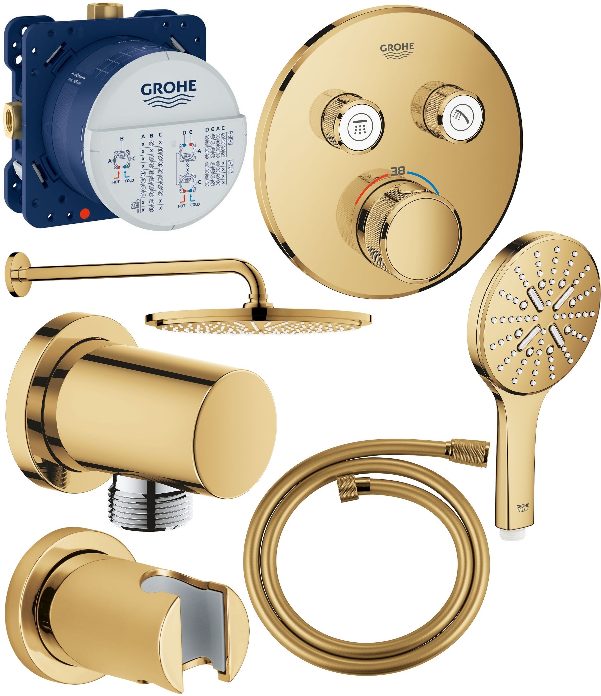 Set soffione doccia Grohe Rainshower 26066GL0, rubinetto per vasca e doccia Grohe Grohtherm SmartControl 29119GL0, 26574GL0, 27057GL0, 35600000, 27074GL0, 28362GL1
