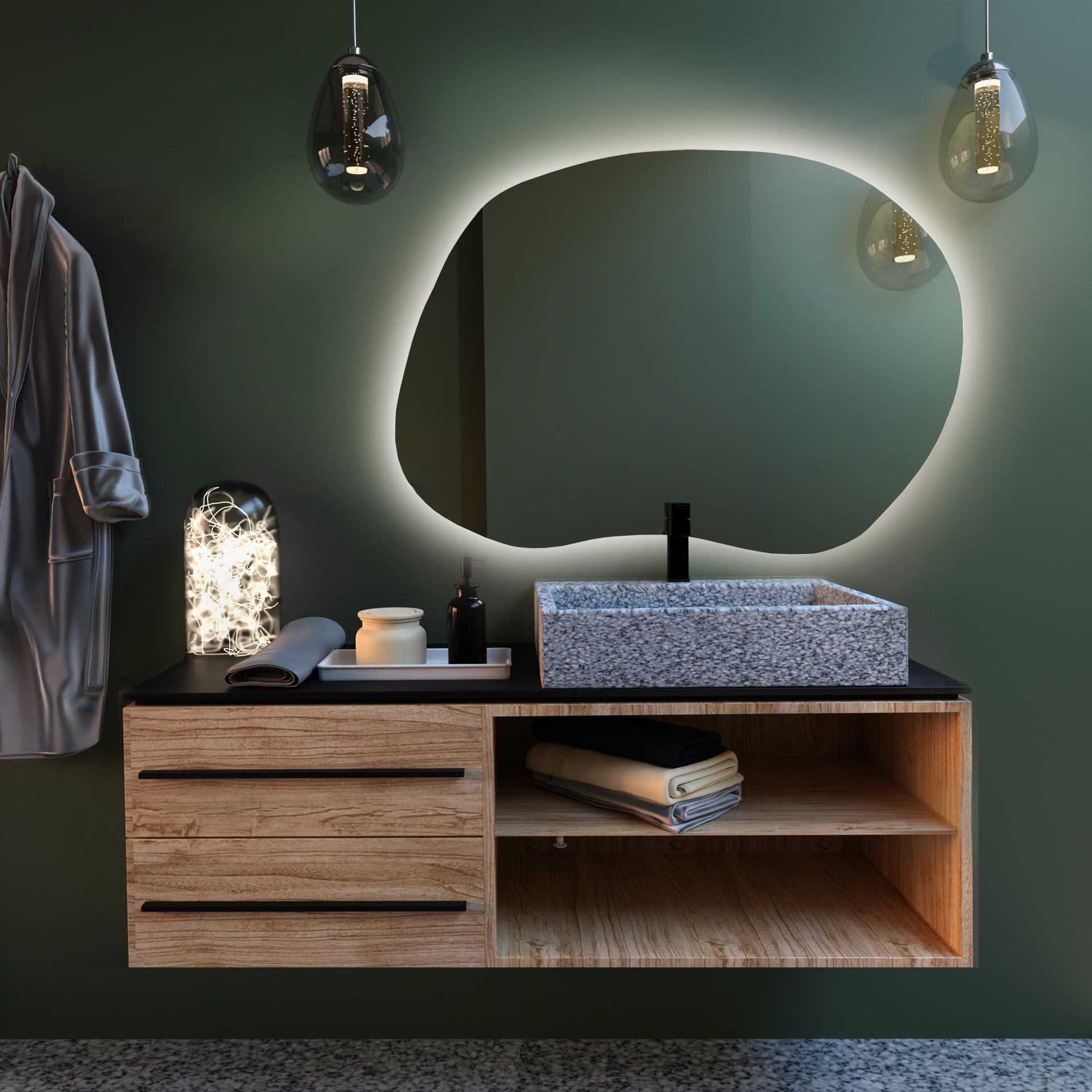 Baltica Design Bright Stain II specchio 80x57 cm con illuminazione con tappetino riscaldante 5904107916118