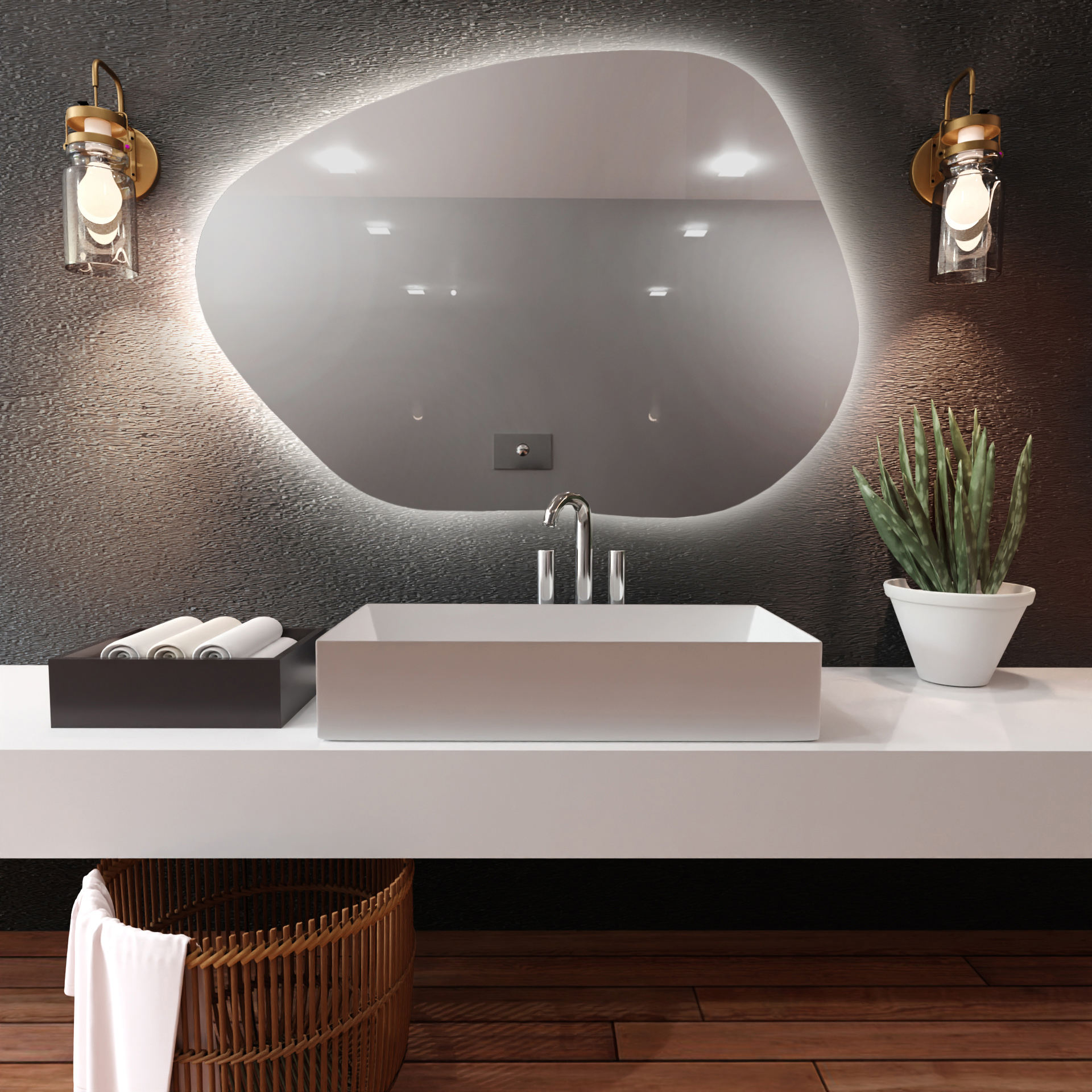 Baltica Design Bright Stain I specchio 80x57 cm con illuminazione con tappetino riscaldante 5904107915920
