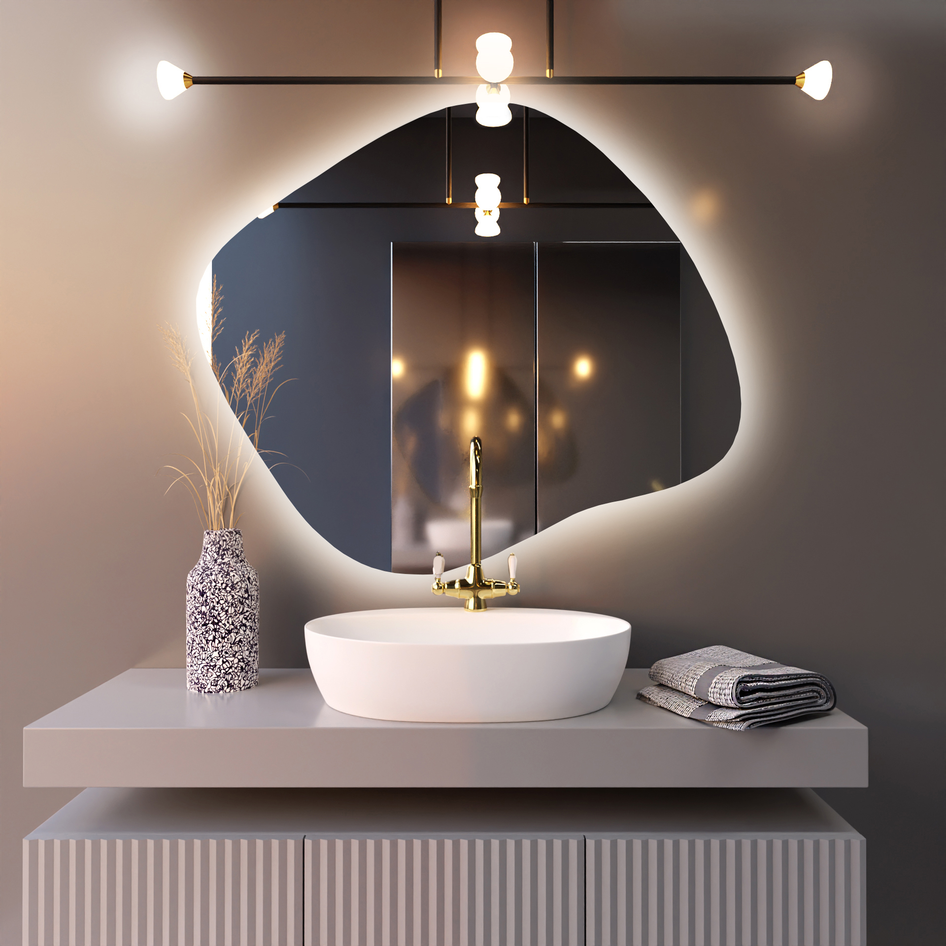 Baltica Design Bright Stain III specchio 80x70 cm con illuminazione 5904107914138