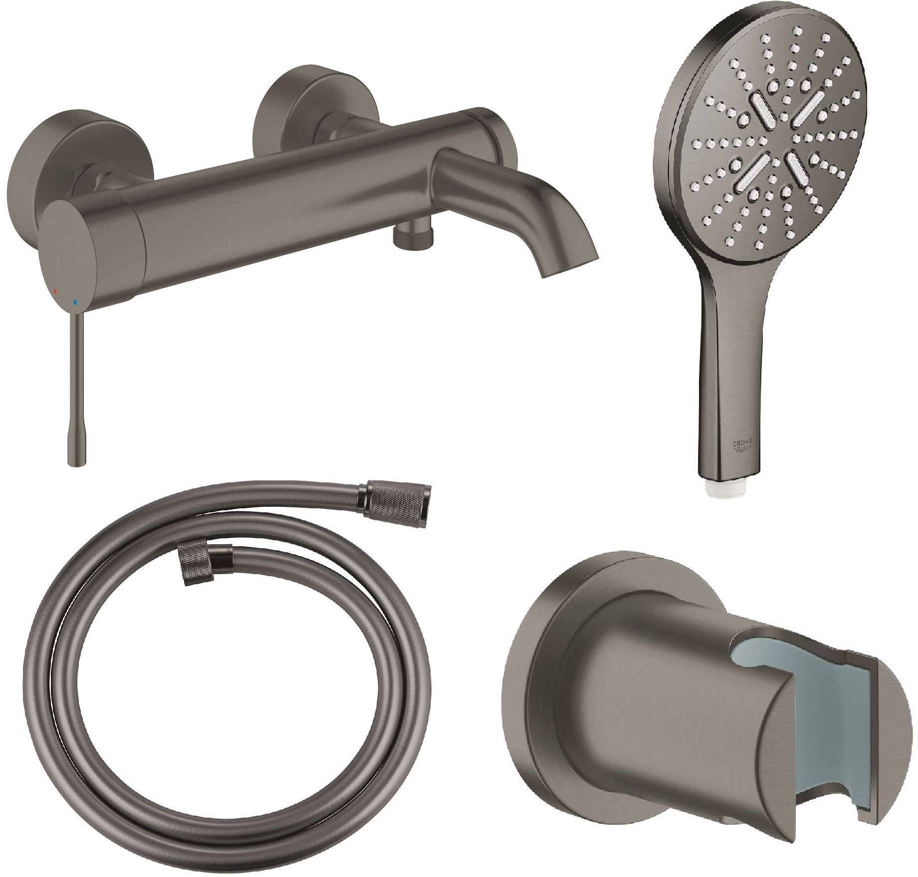 Set rubinetto per vasca e doccia Grohe Essence 33624AL1, doccetta Grohe Rainshower 26574AL0, 27074AL0, 28362A01