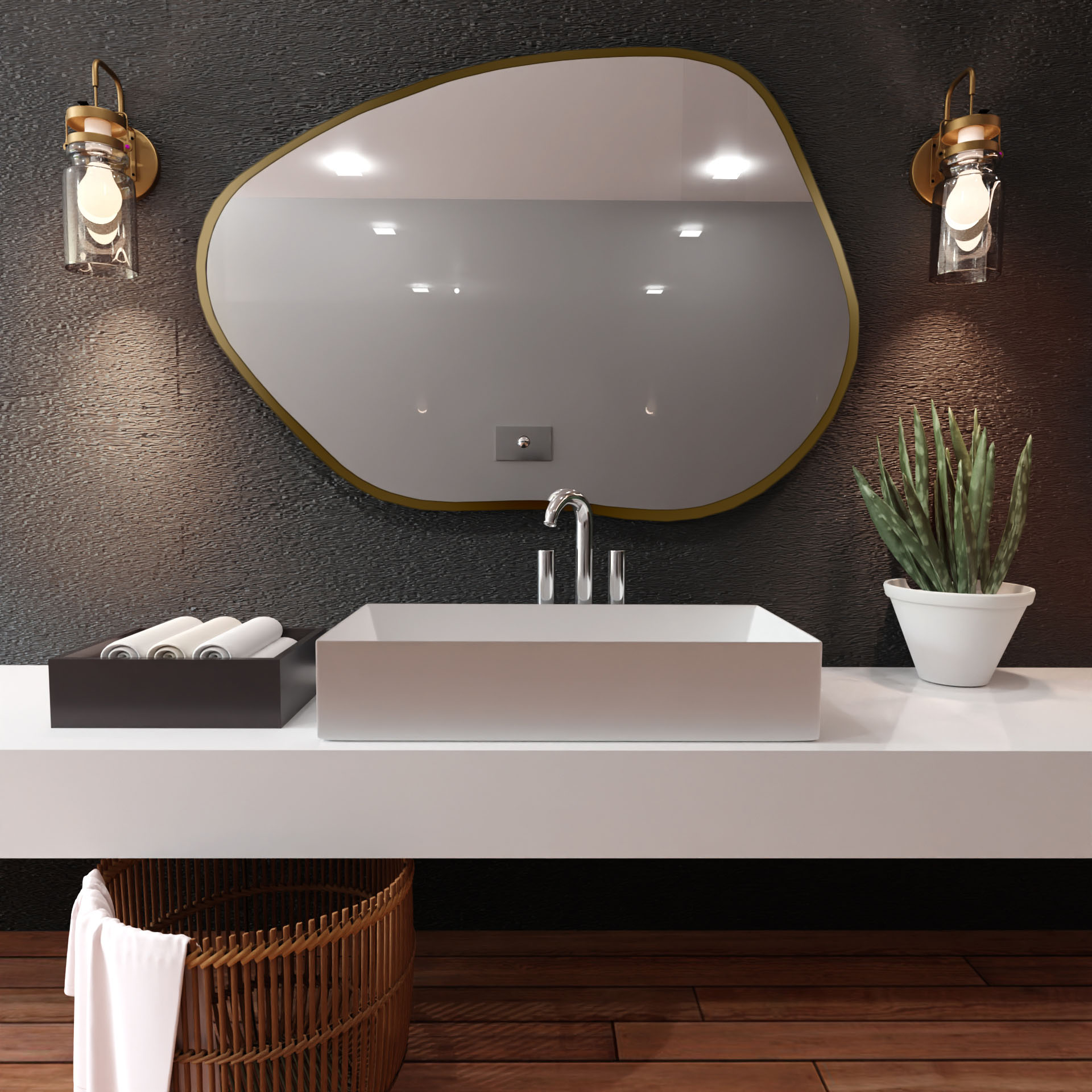 Baltica Design Bright Stain I specchio 90x64 cm con illuminazione con tappetino riscaldante oro 5904107921822