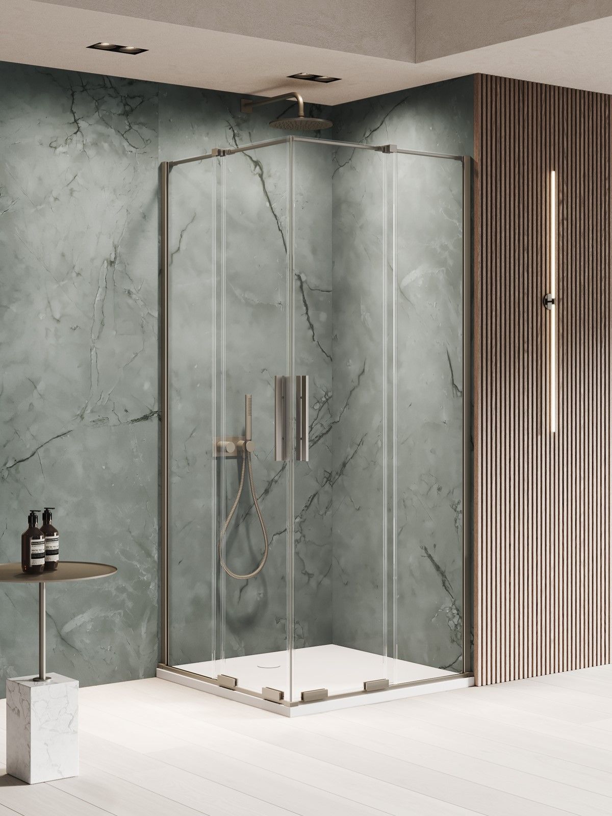 New Trendy Smart Gunmetal Brushed box doccia 90x90 cm quadrato gunmetal spazzolata/vetro trasparente EXK-7914