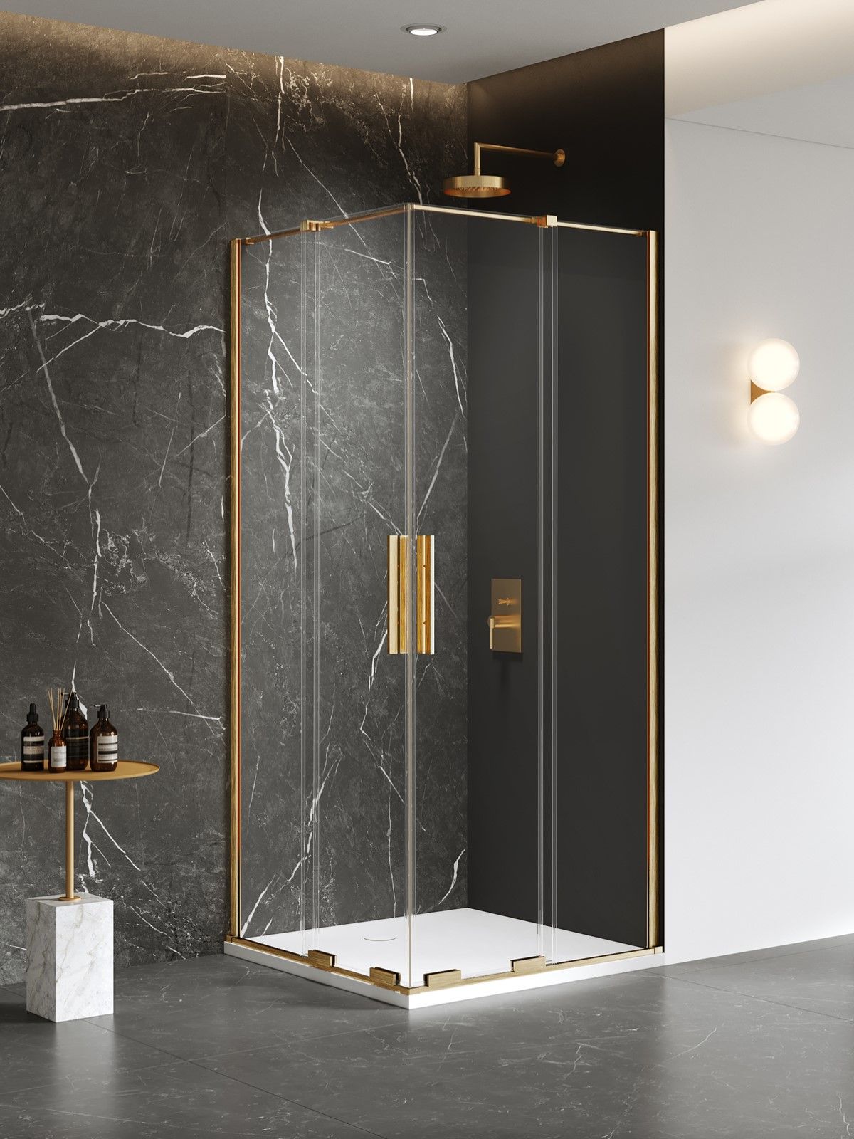 New Trendy Smart Gold Brushed box doccia 100x90 cm rettangolare oro spazzolata/vetro trasparente EXK-7601