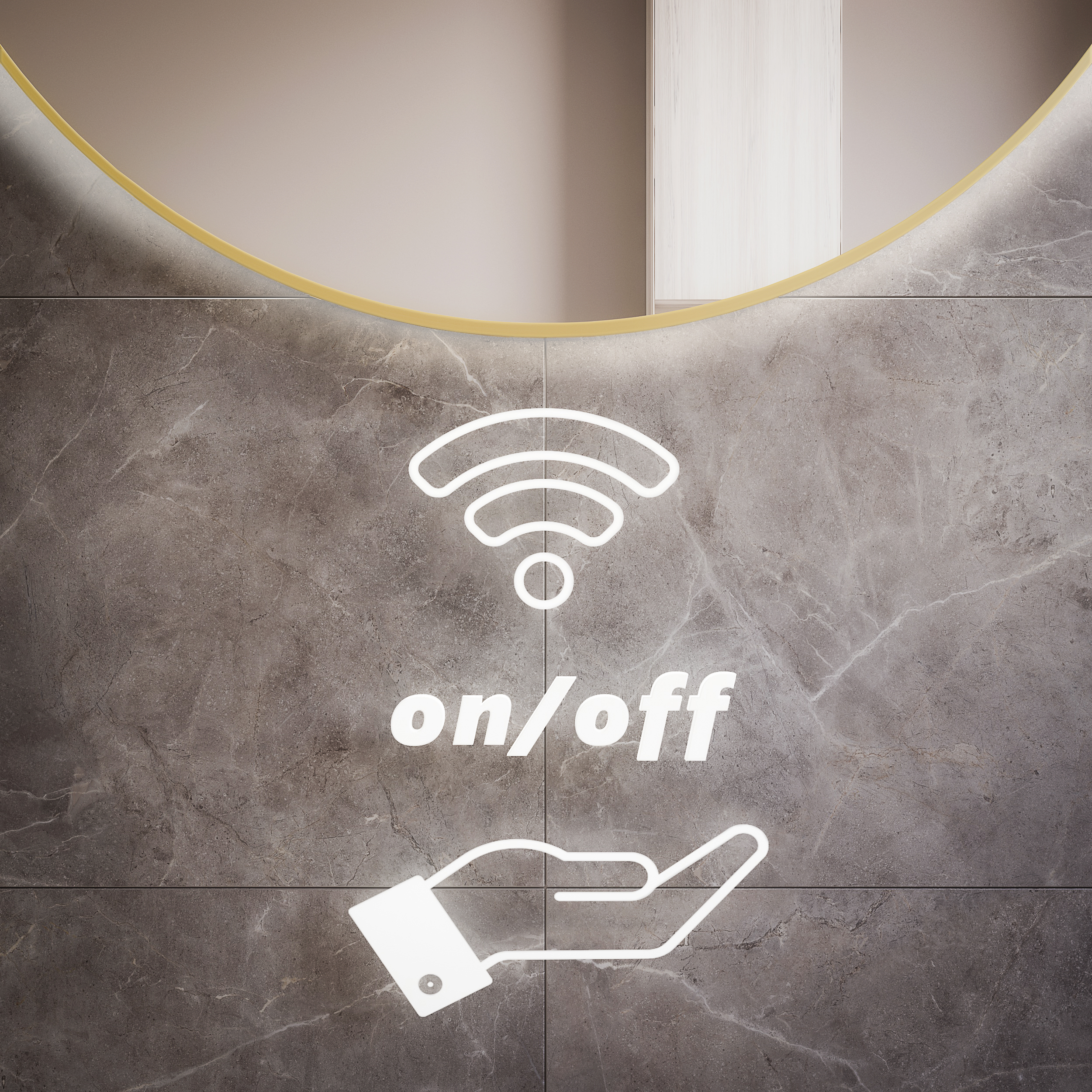 Baltica Design Tiny Border Bright specchio 90x90 cm rotonda con illuminazione con tappetino riscaldante bianco 5904107912301