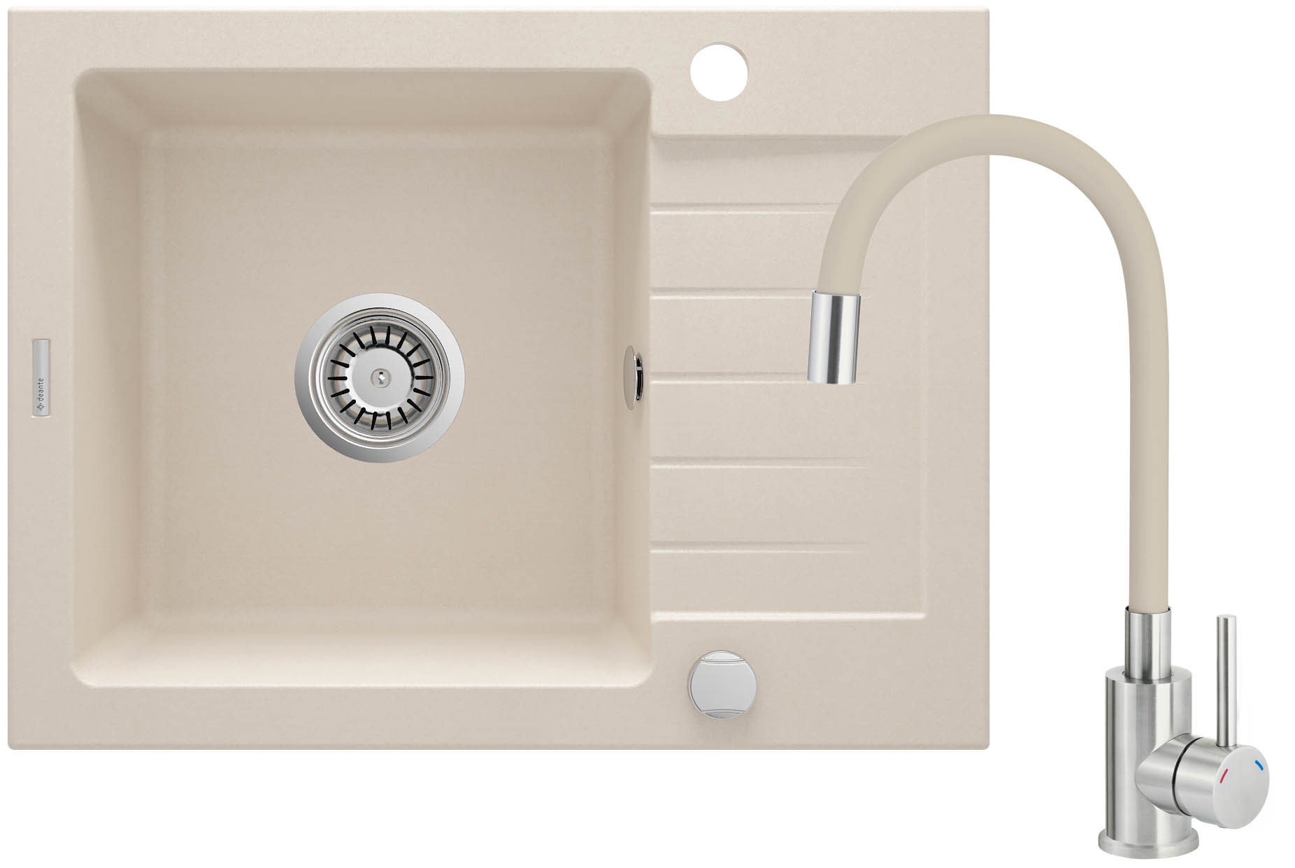 Deante Zorba lavello con rubinetto beige/acciaio ZQZG511A